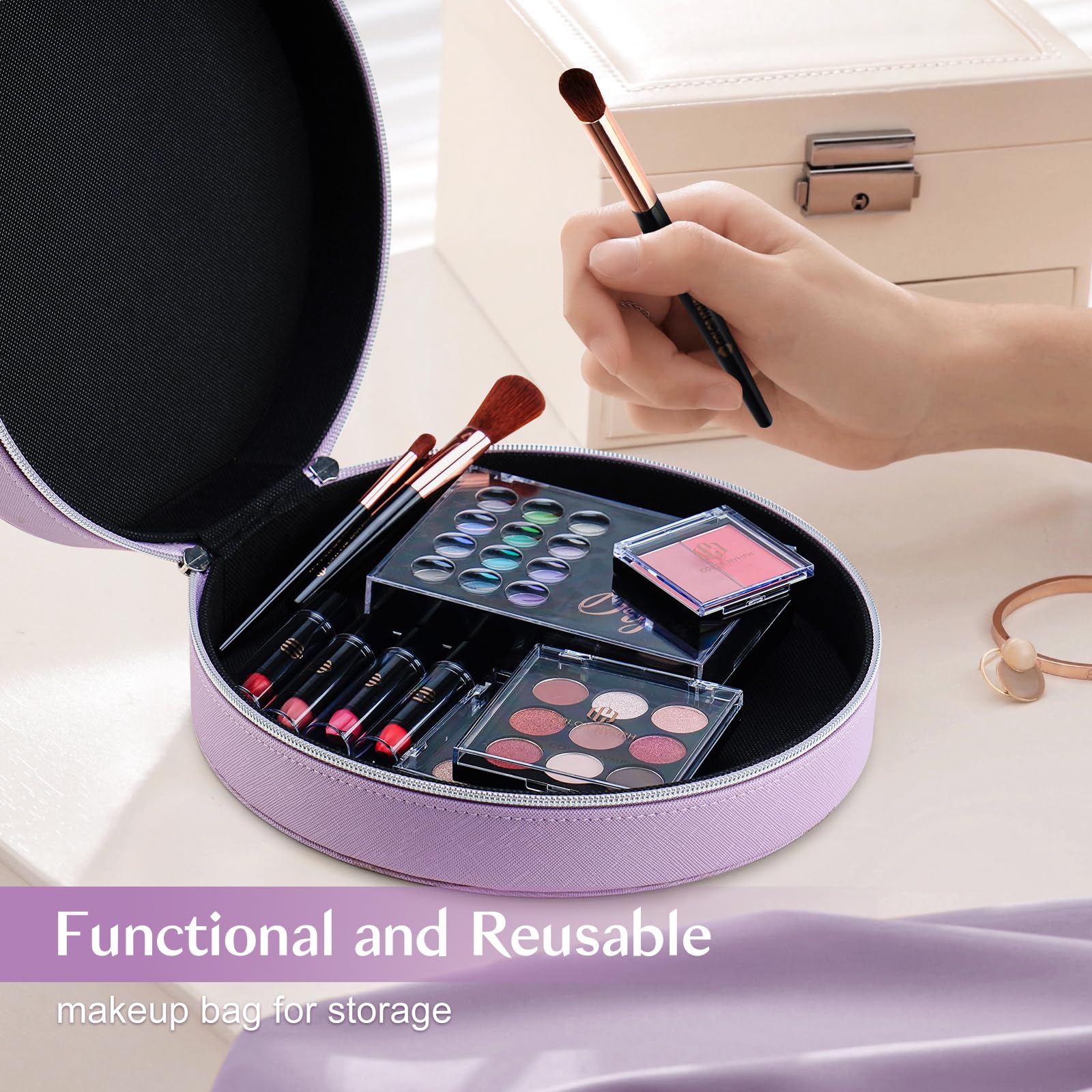 Color Nymph Starter Makeup Kit for Teens & Preteens - 38 Color Eyeshadow Palette, Lip Gloss, Brushes & Reusable Case - Perfect Birthday, Valentine's Day Gift for Girls | Everyday Makeup & Party Looks (Purple)
