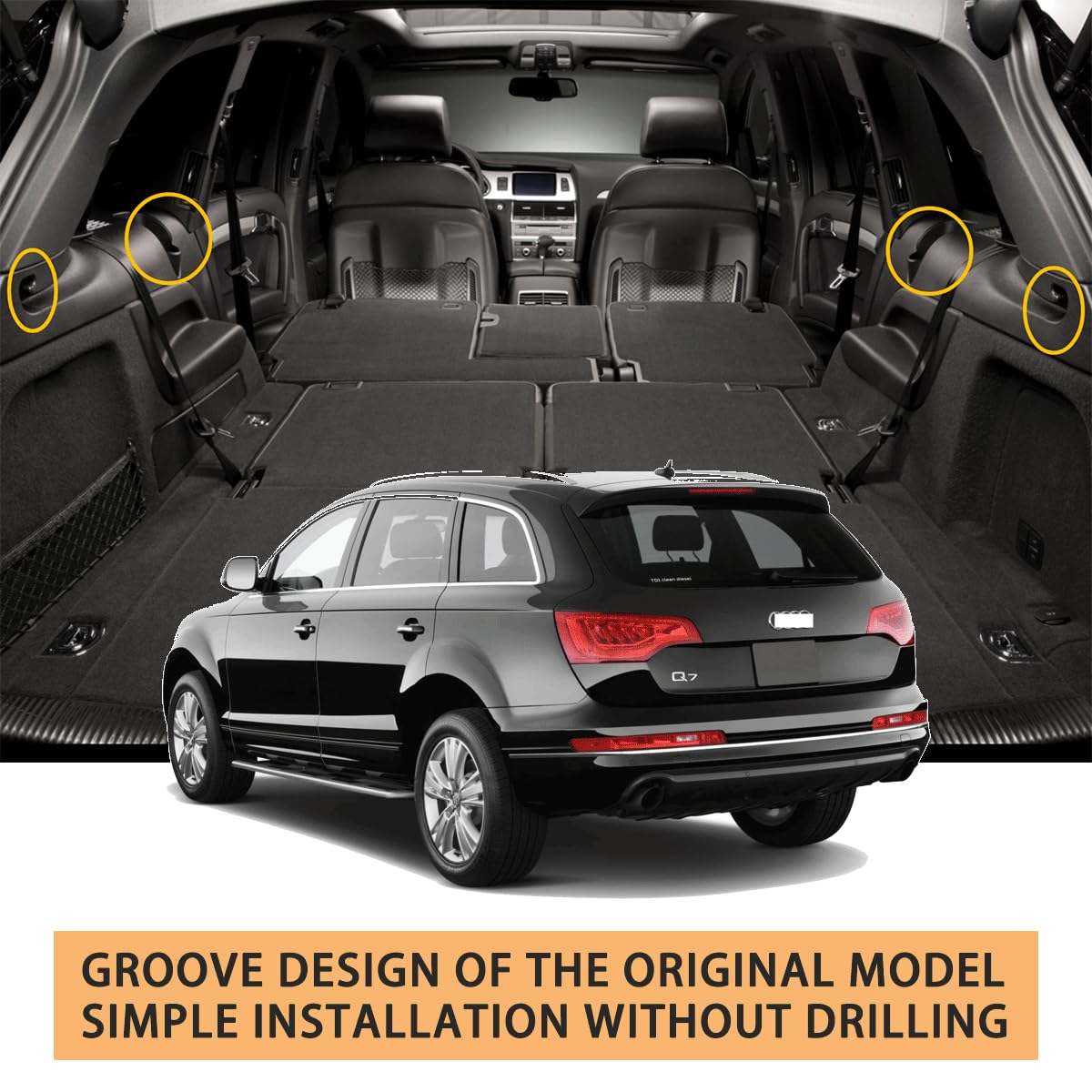 Premium Retractable Cargo Cover for 2007-2015 Audi Q7 - Trunk Security Shade, Privacy Screen & UV Protection - Perfect for Road Trips, Grocery Hauling and Vehicle Security