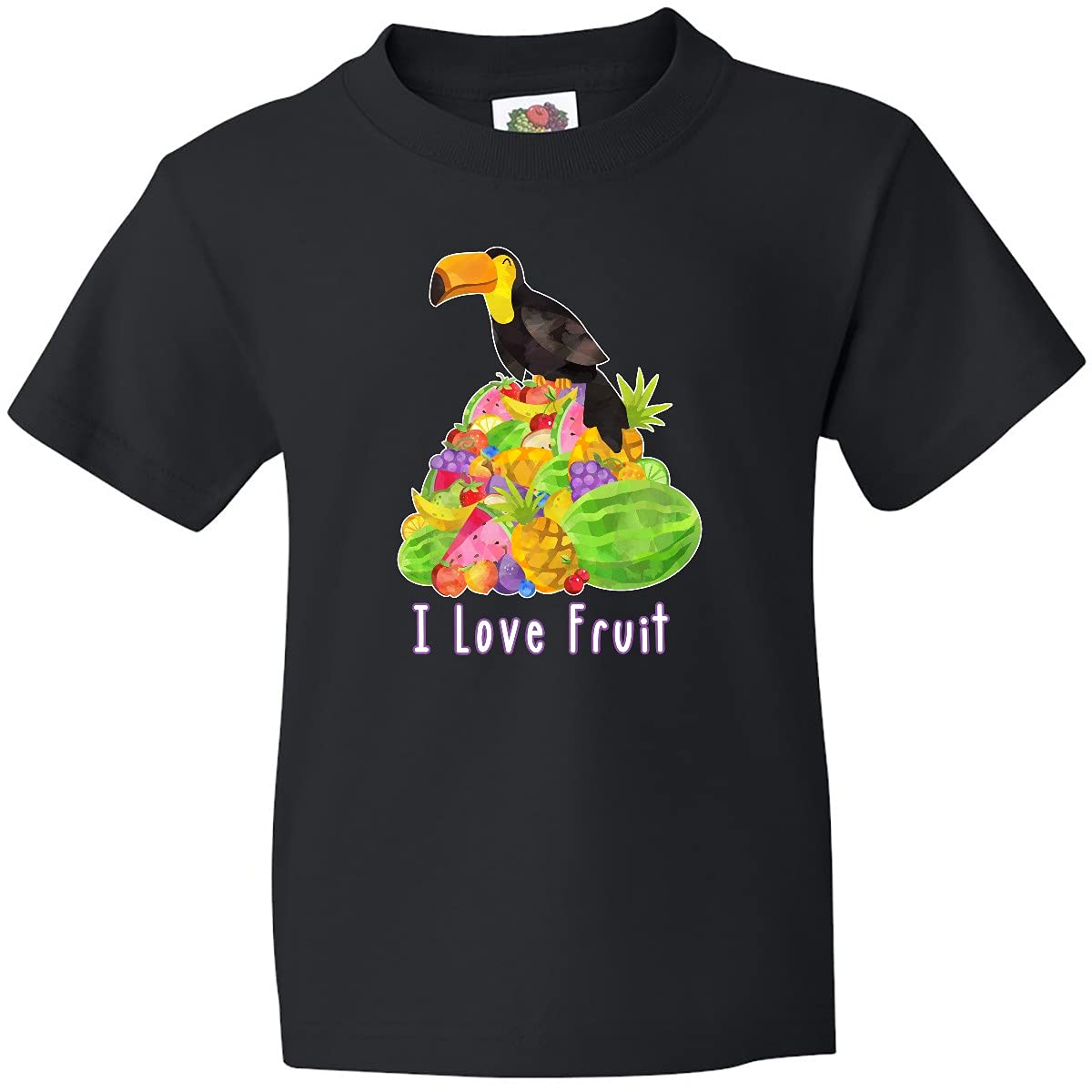 Inktastic I Love Fruit Toucan Youth T-Shirt - Cute Tropical Bird Graphic Tee for Kids, Boys & Girls - Perfect for Summer, Vacation & Casual Wear