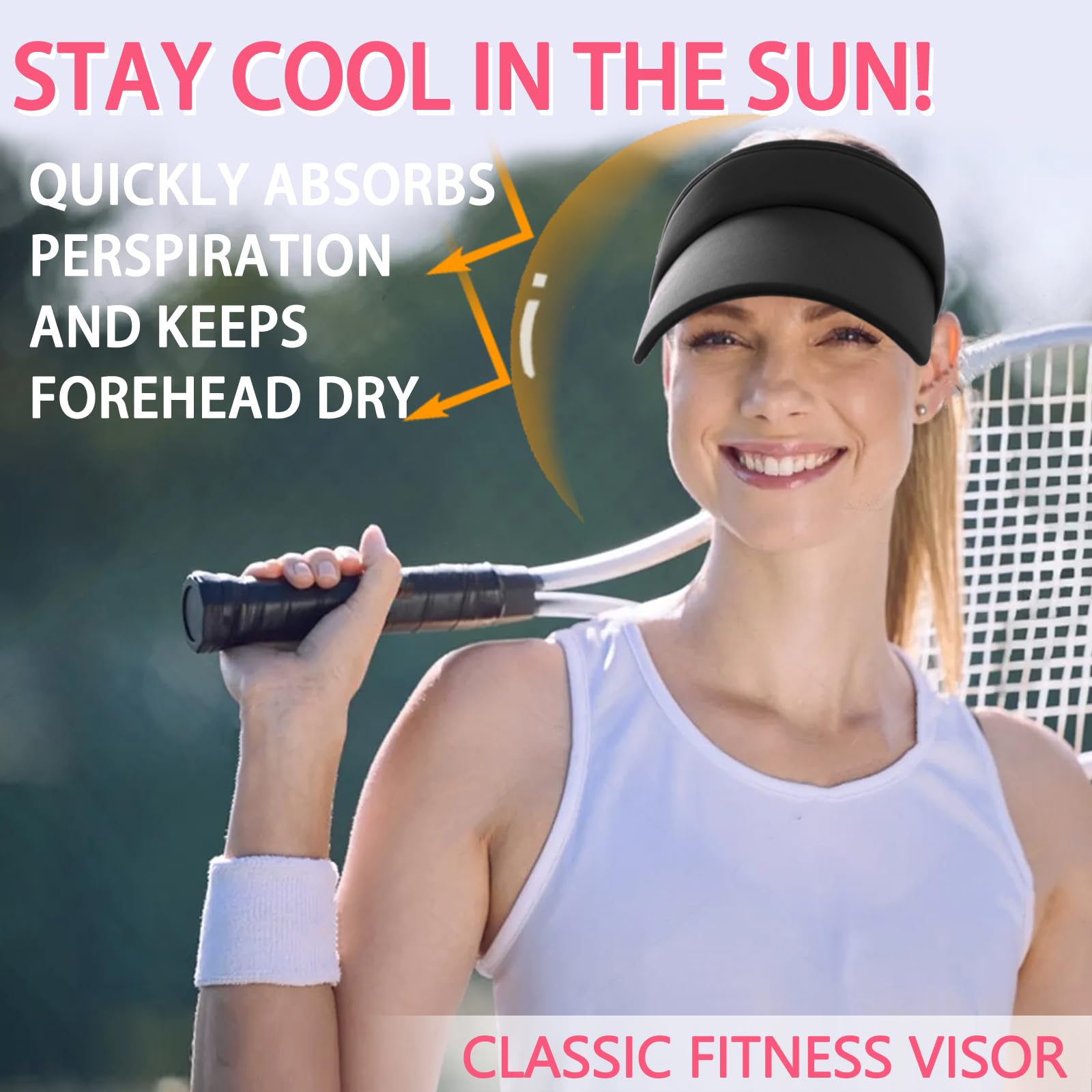 UPF 50+ Sun Protection Visor Hats for Women & Men - Adjustable Wide Brim Sports Cap for Golf, Running, Hiking & Outdoor Activities - Breathable Mesh Design for Summer Sun Safety