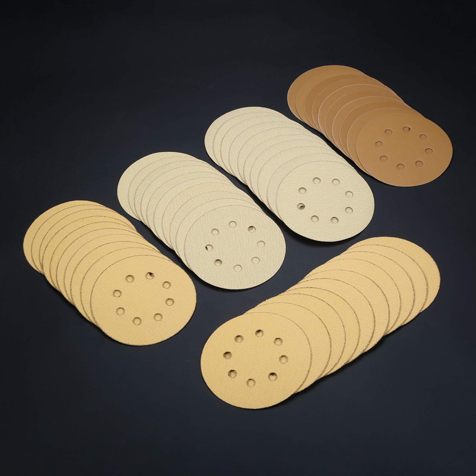 10pcs 5 Inch 125mm Round Sanding Discs with 8 Holes - 60-220 Grit Sandpaper for Wood, Metal & Auto Polishing - Durable Buffing Pads for Angle Grinder & Drill - Perfect for DIY Projects & Professional Finishing (Grit 80)