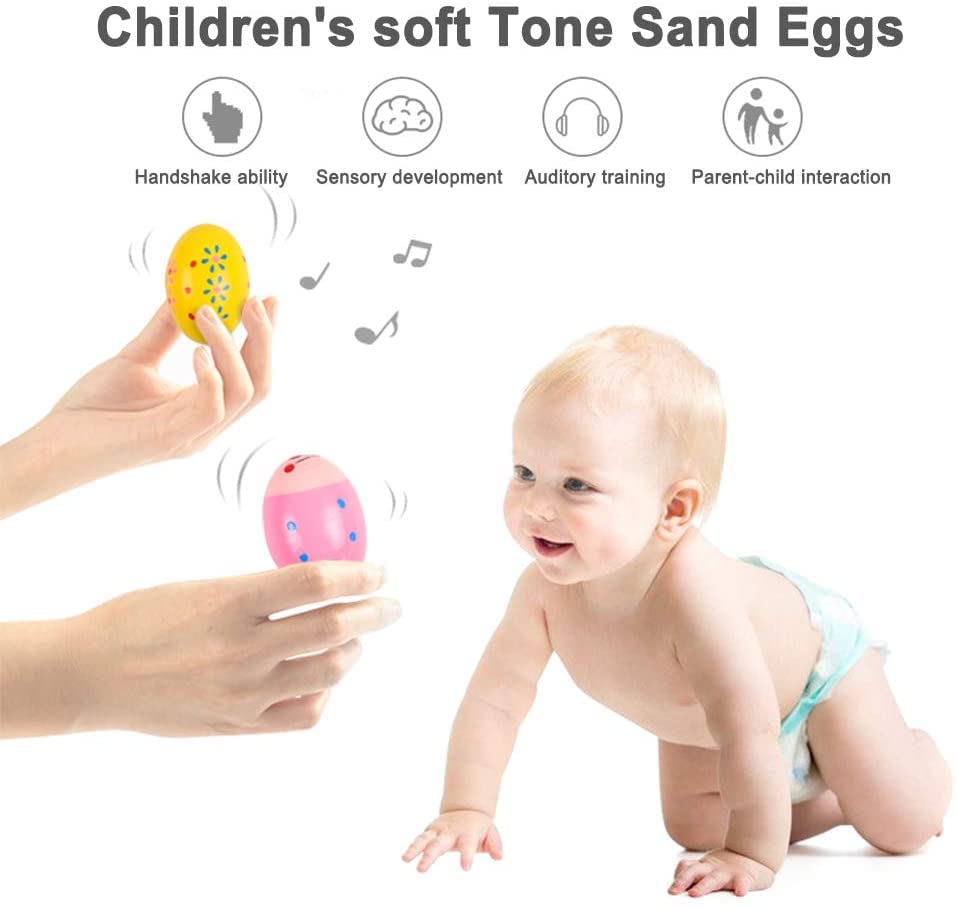 Hayder Wooden Easter Egg Shakers - 5 Pack Musical Percussion Toys for Kids, Easter Party Favors, Classroom Prizes & Basket Stuffers - Fun Easter Gifts for Children (Perfect for Easter Celebrations, Classroom Activities & Musical Playtime)