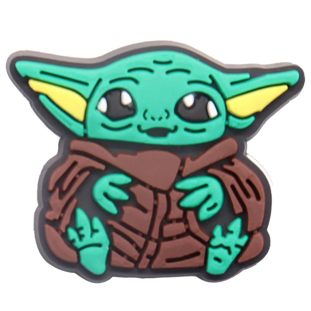 22Pcs Baby Yoda Shoe Charms - Cute Green Alien PVC Sandal Accessories for Boys & Girls - Perfect for Garden Parties, Cosplay & Gifts