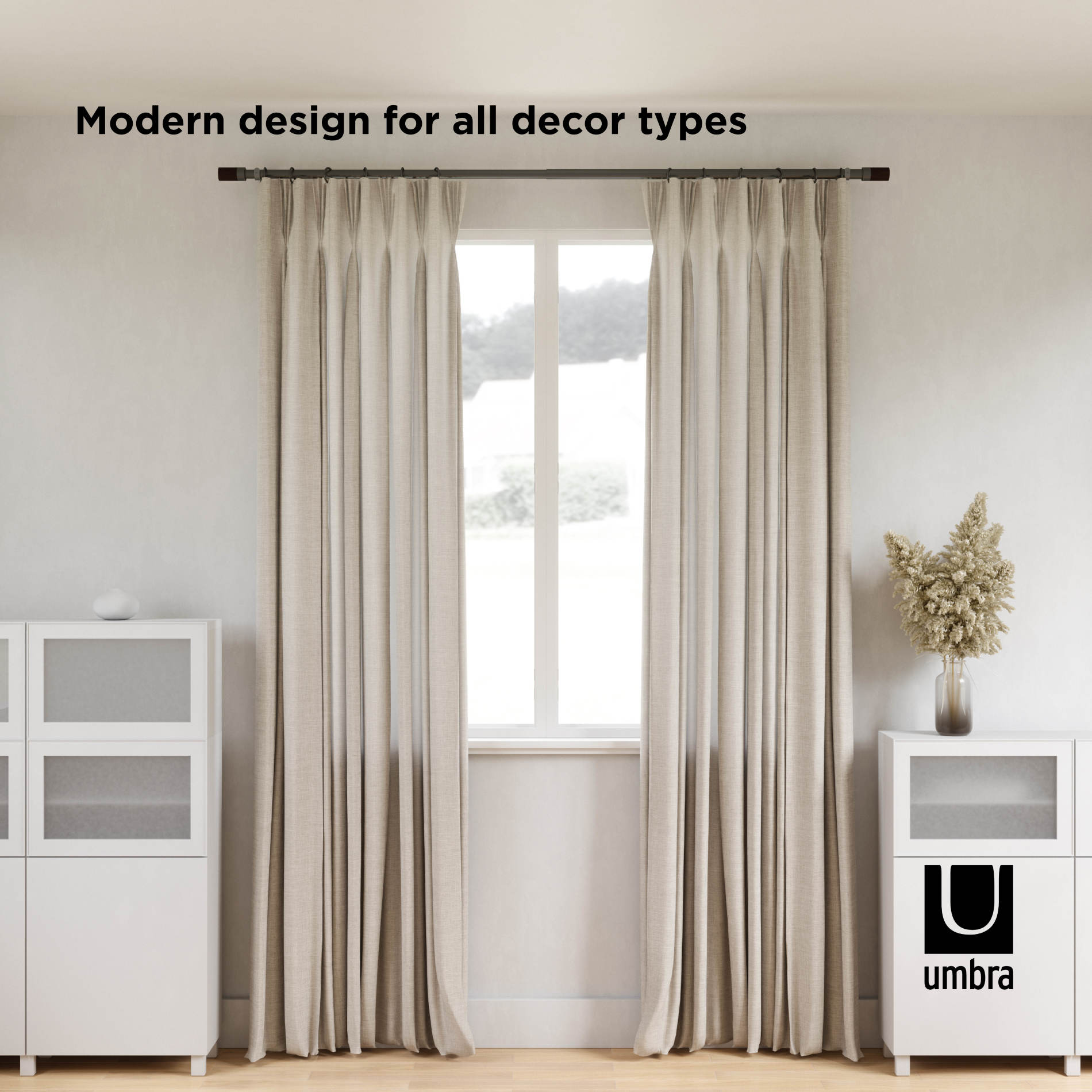 Blok Curtain Rod - Adjustable Modern Window Curtain Rod for Home Decor | Perfect for Living Room, Bedroom & Dorm Room