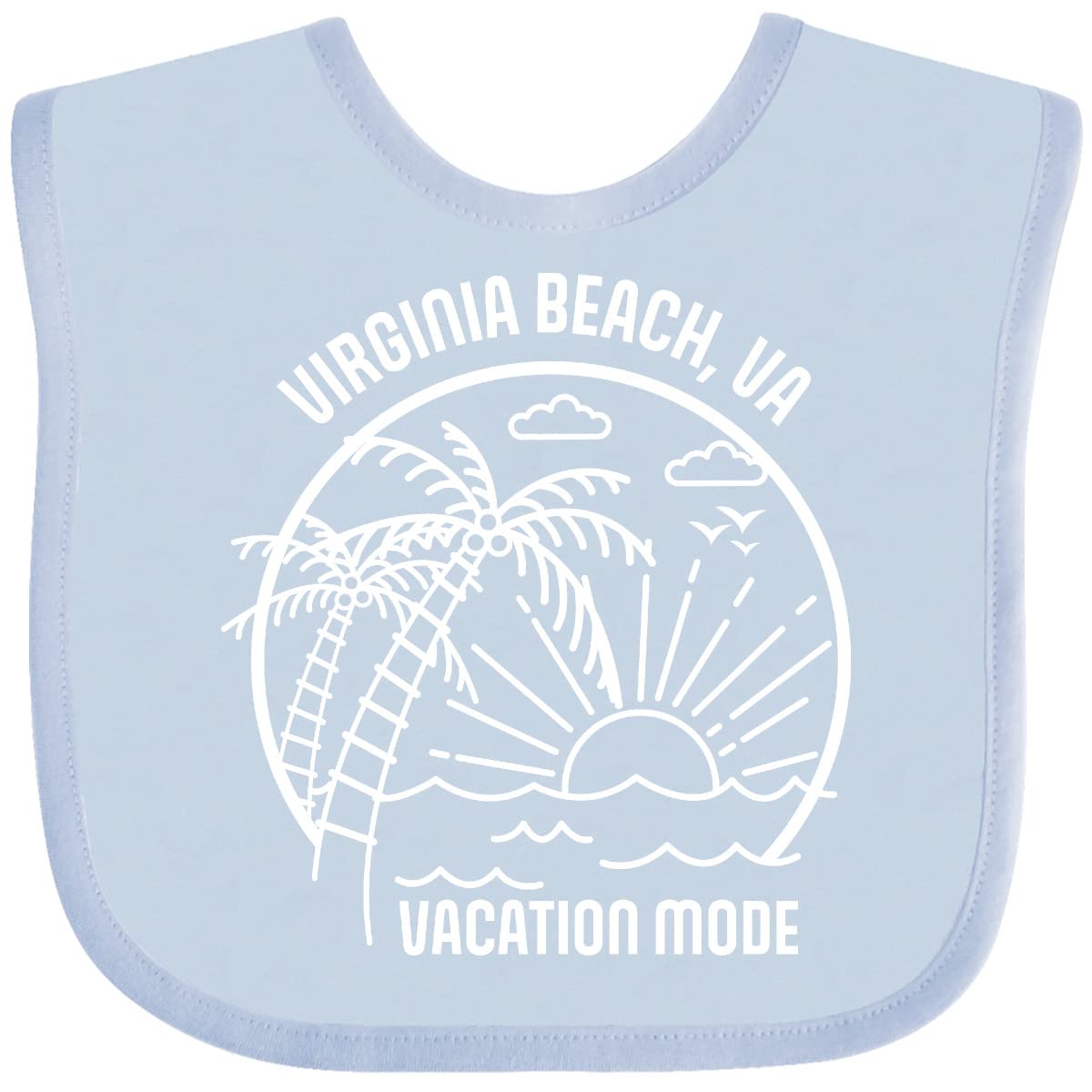 Inktastic Summer Vacation Mode Virginia Beach Virginia Baby Bib - Cute & Soft Cotton Drool Bib for Infants & Toddlers - Perfect for Beach Trips, Travel & Outdoor Adventures