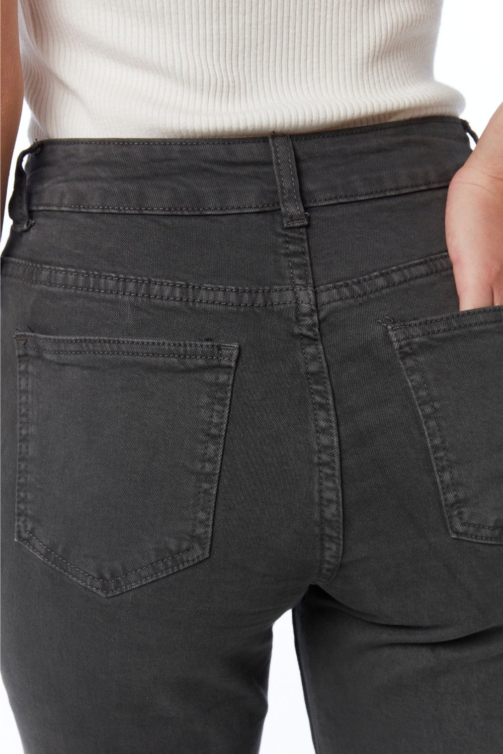 Dark Gray High Waist Button-Fly Jeans for Women - Classic Straight Leg Denim Pants with Gold Side Buttons | Perfect for Casual Outfits, Office Wear & Date Nights