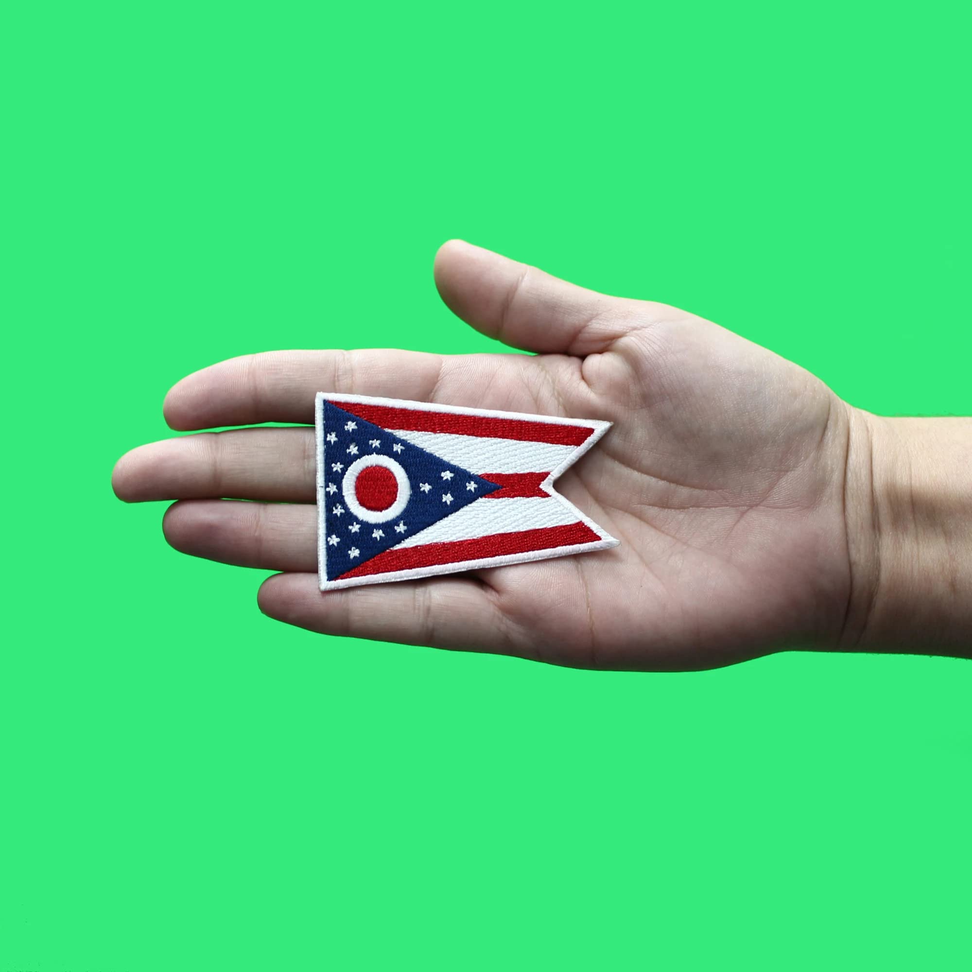 Ohio State Flag Embroidered Patch - Iron On Applique for Jackets, Hats, Bags & DIY Crafts - Perfect for Ohio Pride & College Fan Accessories