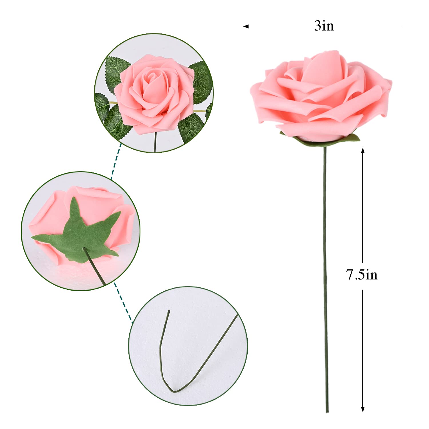 LIVILAN 25pcs Artificial Roses Fake Flowers - Blush Pink Roses Bouquet for Wedding, Party, Cake Decor, Table Centerpieces, Floral Arrangements, Home Decor (Perfect for Bridal Showers, Baby Showers & DIY Crafts)
