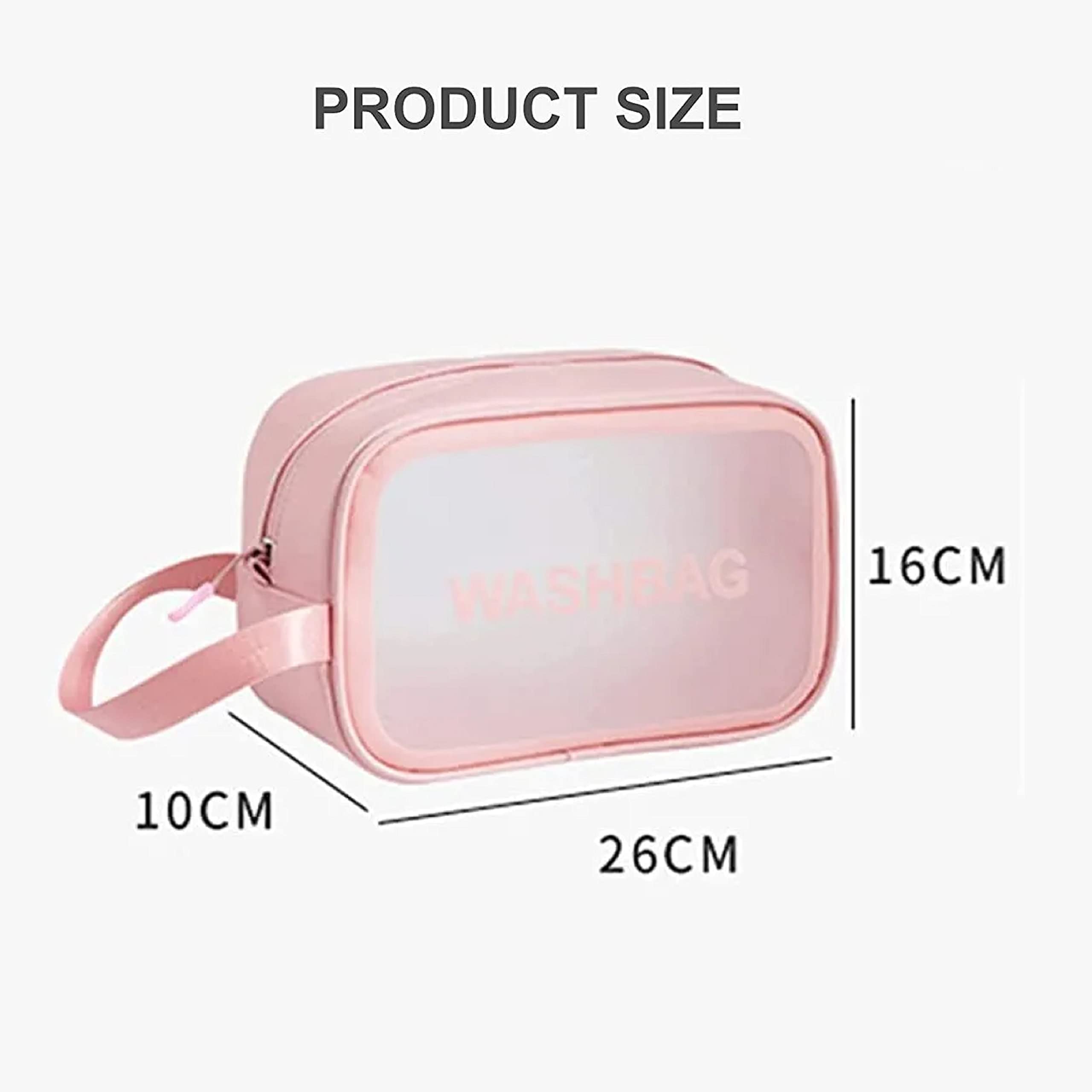 Lichee® Clear Makeup Pouch - Waterproof Travel Cosmetic Bag for Women & Girls | Medium Pink Organizer for Toiletries, Makeup & Accessories | Perfect for Travel, Gym & Daily Use