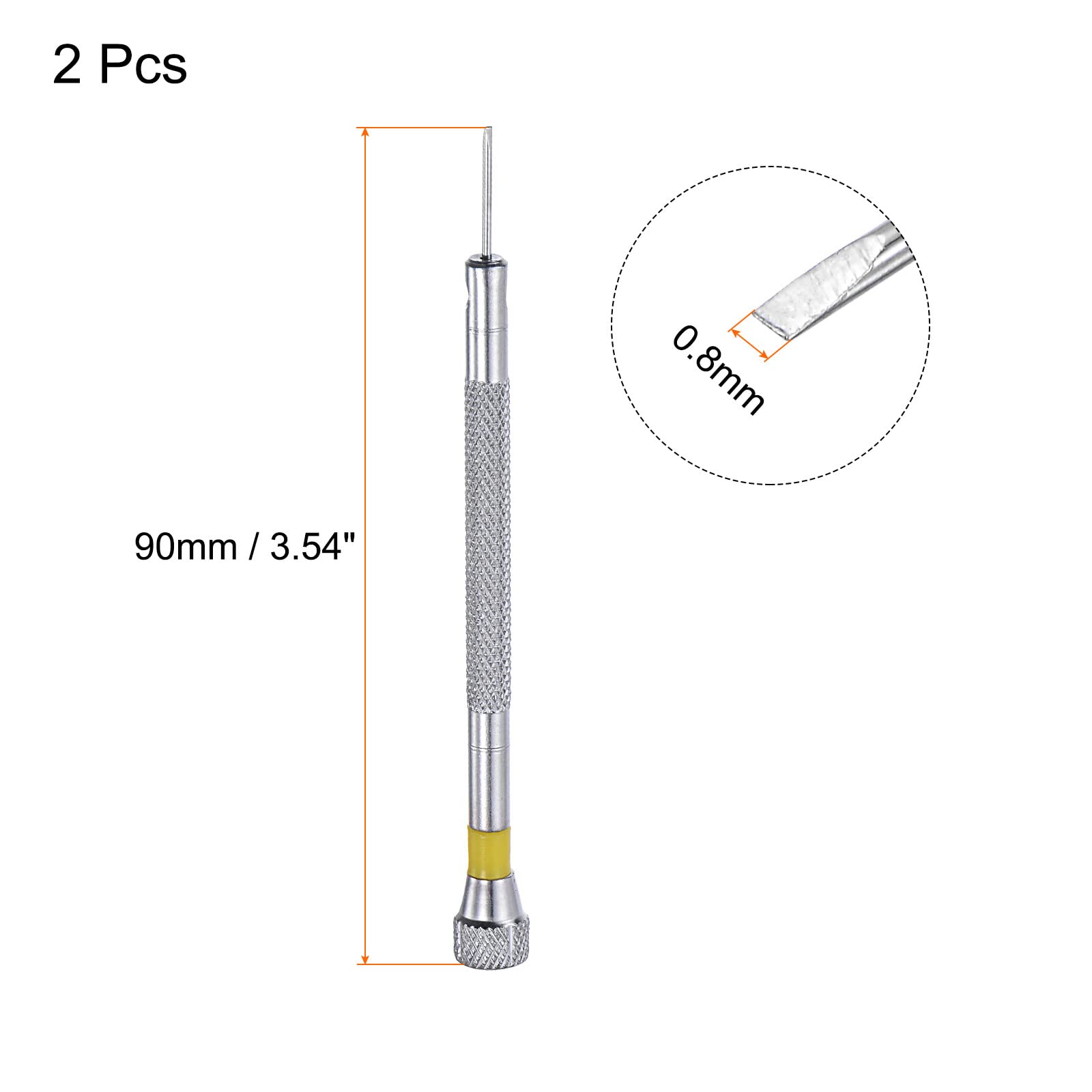 uxcell Micro Precision Screwdriver Set - 0.8mm Slotted Head for Watch, Eyeglasses & Electronics Repair (2-Piece) - Perfect for Jewelry, Smartphone & Small Device Maintenance