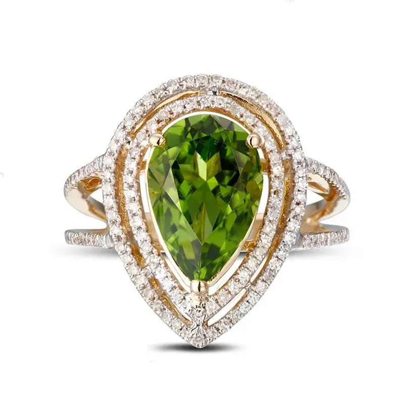 14k Yellow Gold Peridot Ring for Women - Wholesale New Arrival Fashion Jewelry - Free Shipping - Perfect for Weddings, Anniversaries & Gifts