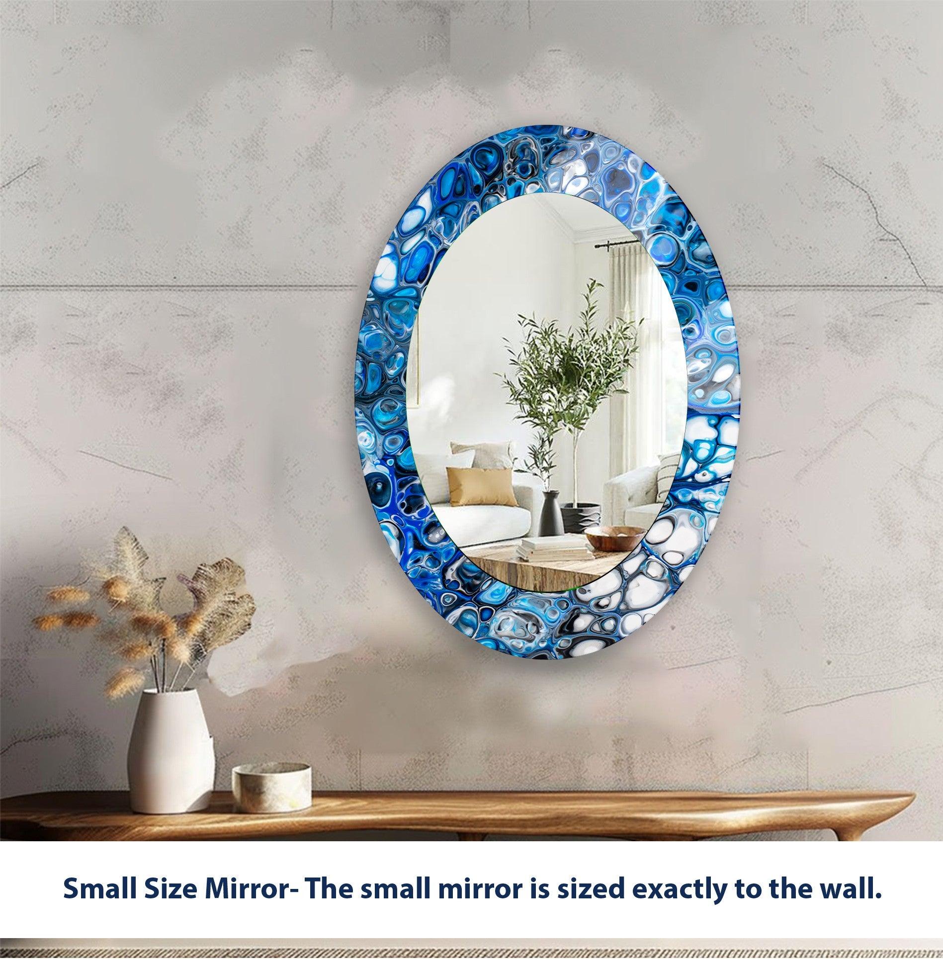 Blue Modern Oval Wall Mirror - Elegant Home Decor for Living Room, Bedroom & Entryway - Perfect for Adding Style & Space