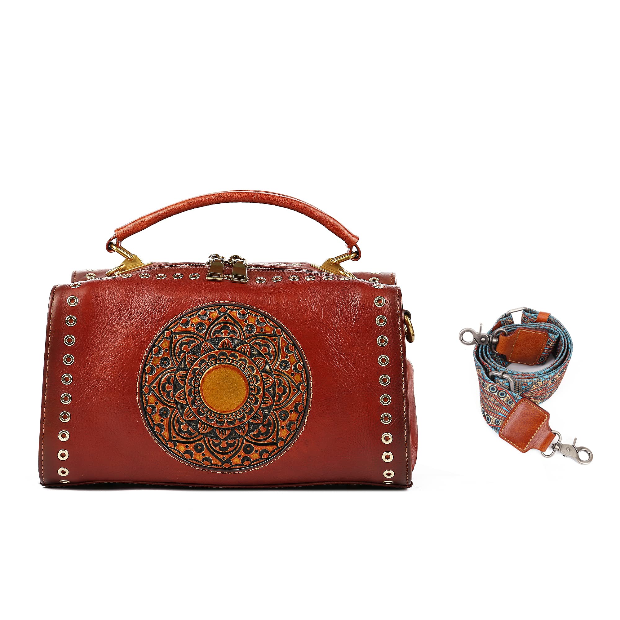 Zhuoliang Genuine Leather Handbag with Adjustable Replacement Strap - Fashionable Crossbody Purse for Women, Perfect for Work, Travel & Everyday Use
