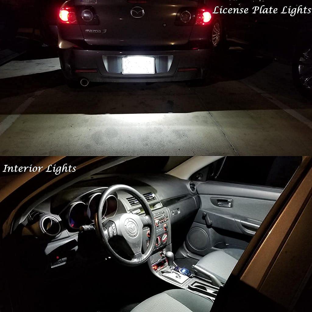 4x T10 168 175 194 LED Bulbs + 2x T20 7440 7443 LED Bulbs + 2x T25 3156 3157 LED Bulbs - 6000K Xenon White & Amber Yellow - Interior, License Plate, Backup Reverse, Brake Tail, DRL & Turn Signal Lights - Perfect for Car, Truck, SUV & Motorcycle Lighting Upgrades