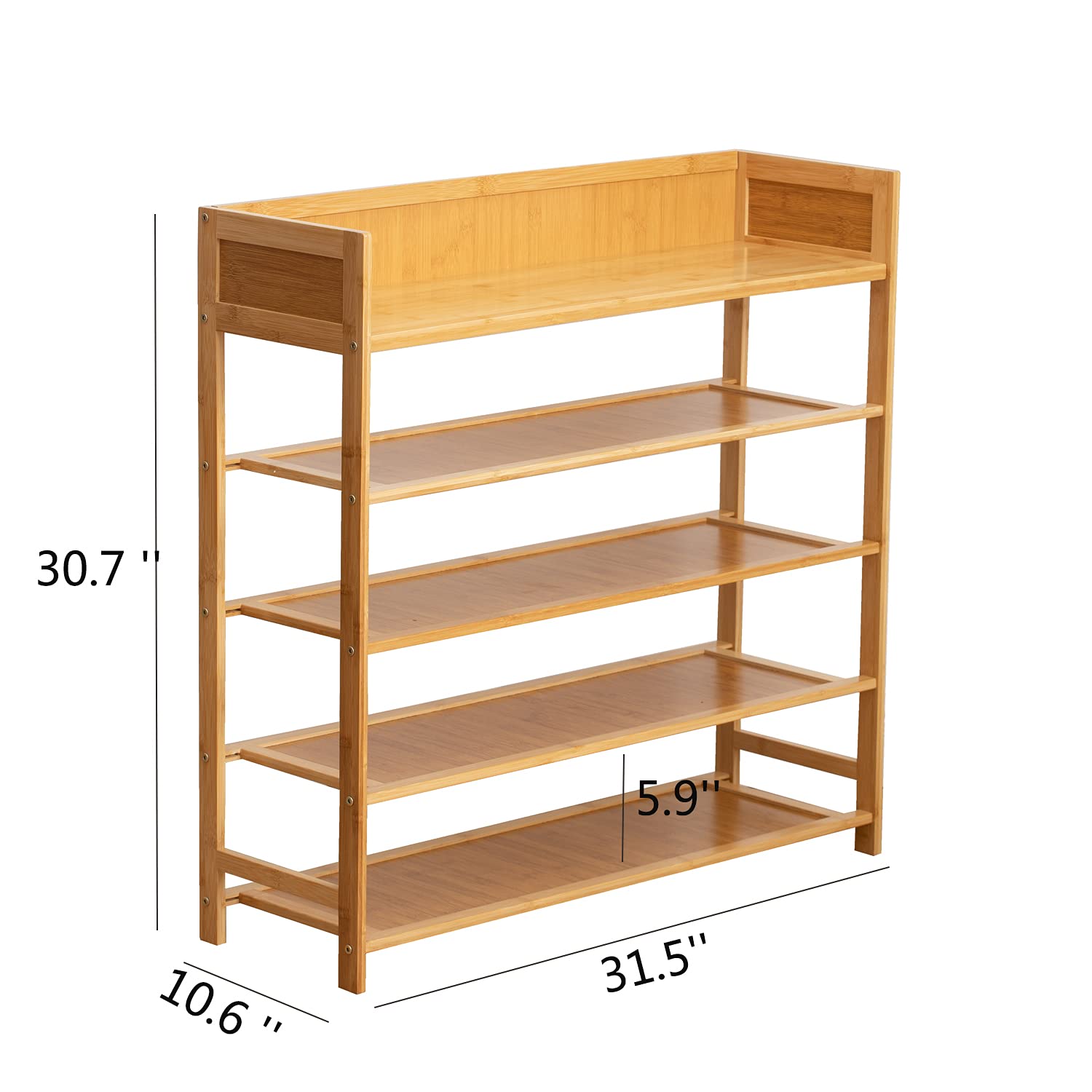 5-Tier Bamboo Shoe Rack Organizer - Space Saving Shoe Shelf Storage for Entryway, Hallway & Closet - Natural Wood Shoe Organizer Perfect for Small Spaces, Apartment & Home Organization
