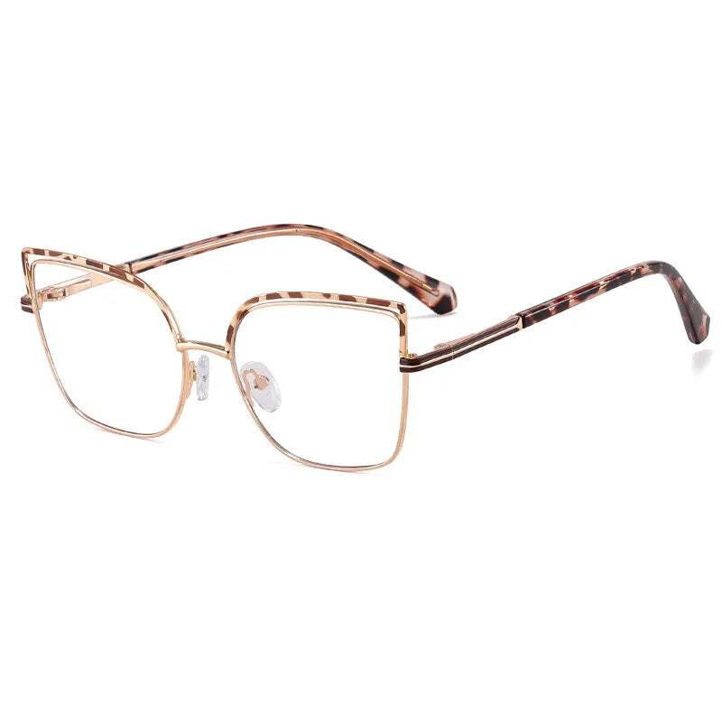 CCspace Women's Full Rim Square Cat Eye Alloy Eyeglasses Frame 301091 - Stylish Retro Glasses for Work, Reading & Fashion Accessories