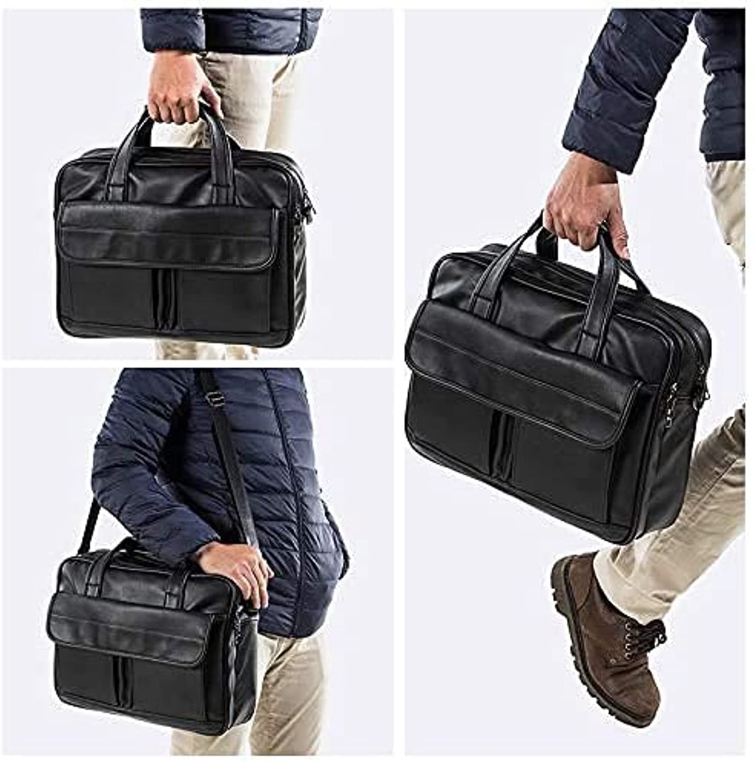 Premium Genuine Leather Men's Business Briefcase - Handmade Messenger Bag for Laptop, Documents & Travel | Professional Office Work, Business Trips & Daily Commute