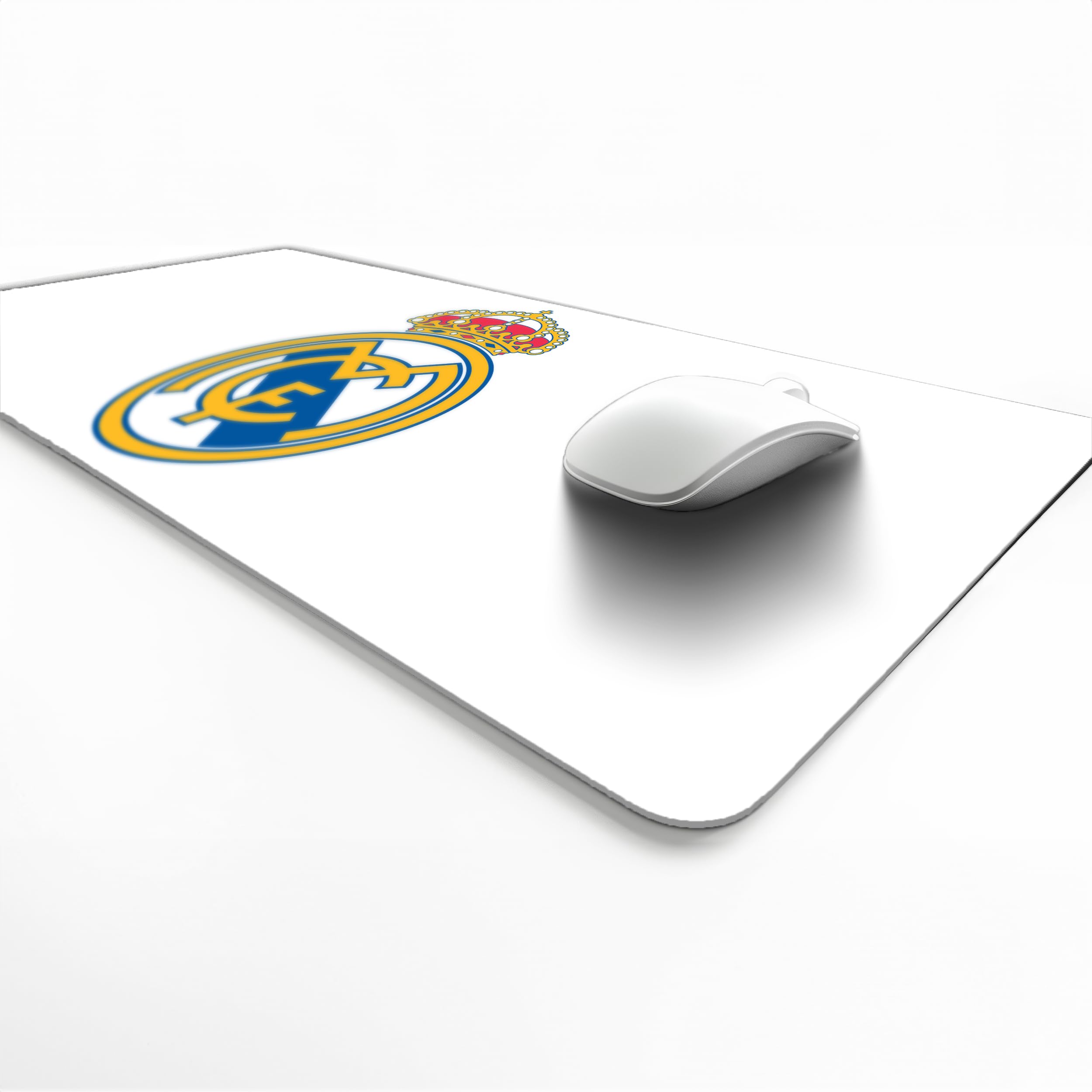 Real Madrid Desk Mat with Full Color Crest - 35 x 60 cm White Gaming Mouse Pad for Office & Home Workspace - Perfect for Soccer Fans & Gamers