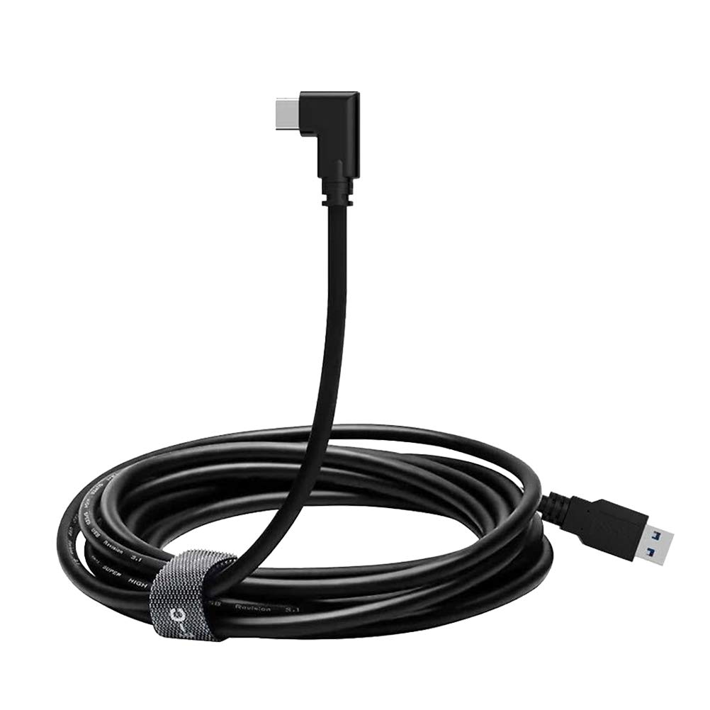 3 Meter Single Elbow Fast Charging USB Cable - High-Speed Data Sync & Charging Cord Compatible with Oculus Quest Link, Smartphones, Tablets - Perfect for VR Gaming, Home & Office Use (Black)
