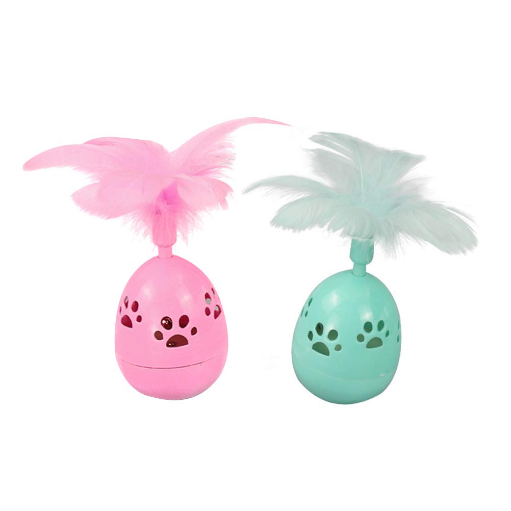2pcs Interactive Cat Toy with Feather & Bell - Pet Training Tumbler Toy for Kittens - Educational Pet Supplies for Indoor Play & Exercise (Random Color) - Perfect for Playtime, Training & Bonding with Your Feline Friend