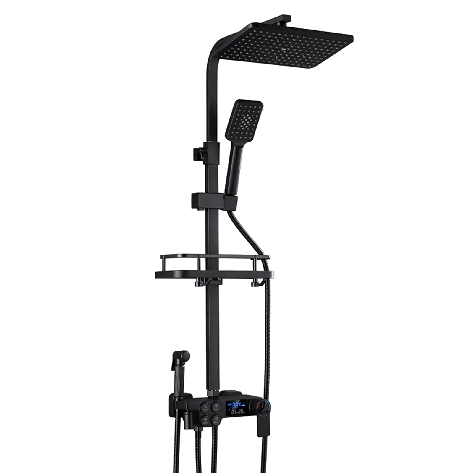 ZCYXQR Thermostatic Shower System Set with Rainfall Shower Head & Handheld Shower - Adjustable Height, Anti-Scald Technology for Safe Bathing Experience | Perfect for Modern Bathroom, Spa-Like Relaxation at Home