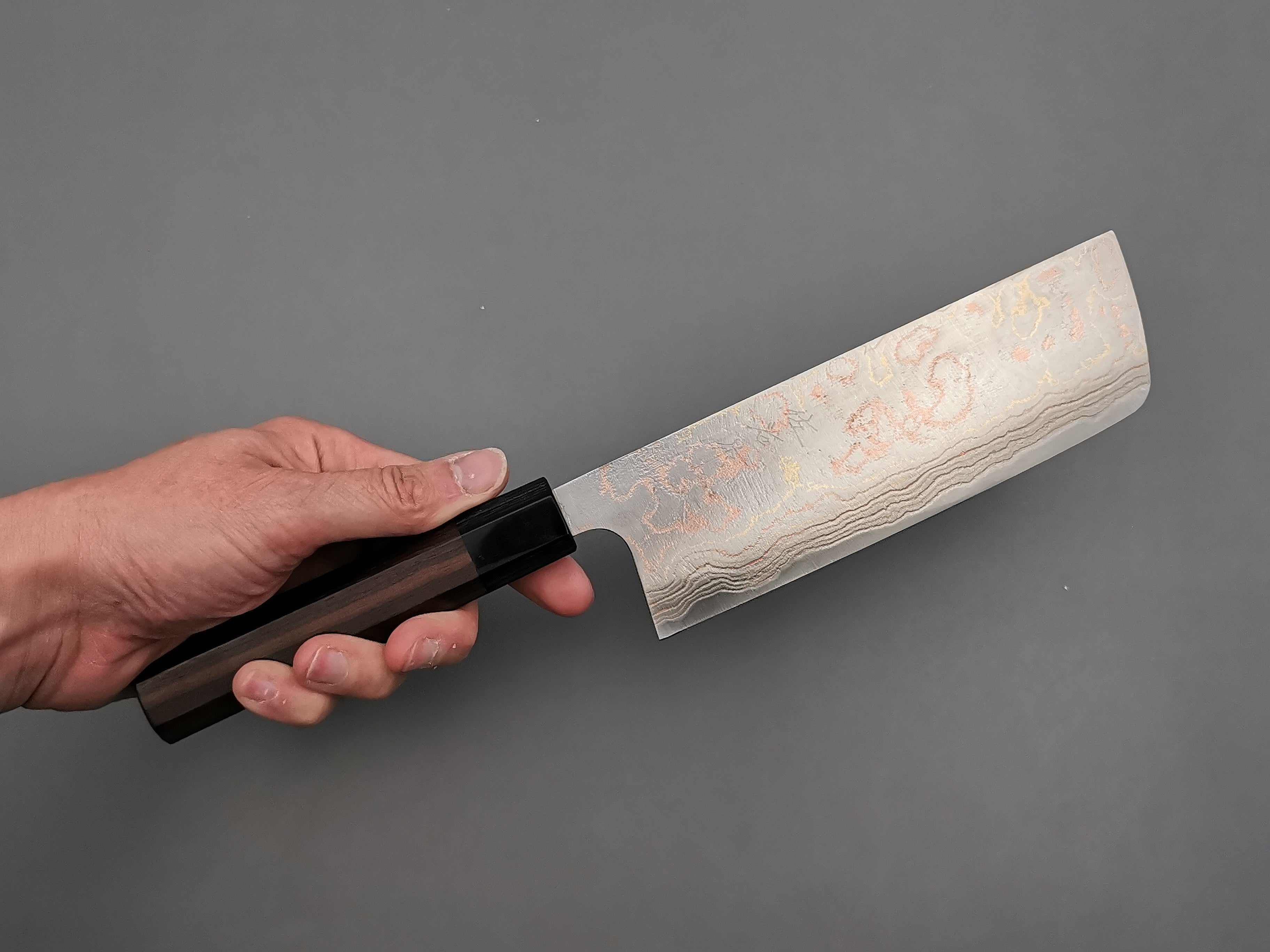 Takeshi Saji Rainbow Damascus Nakiri Knife - Japanese Chef Knife for Vegetables & Sushi - Perfect for Home Cooking & Professional Kitchens