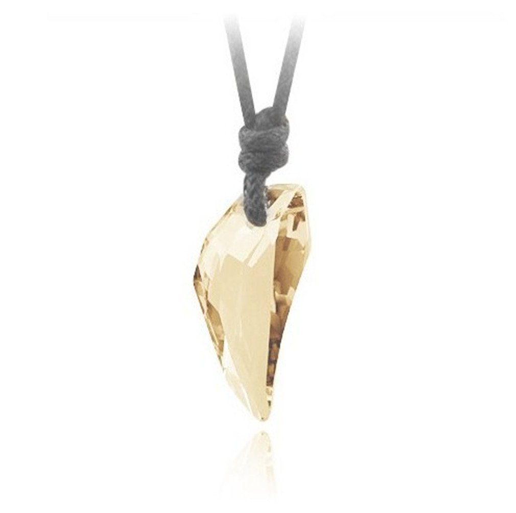 Austrian Crystal Wolf Teeth Pendant Necklace for Men - Genuine Leather Chain with 10 Color Options - Perfect for Outdoor Adventures, Gifts & Fashion Accessories
