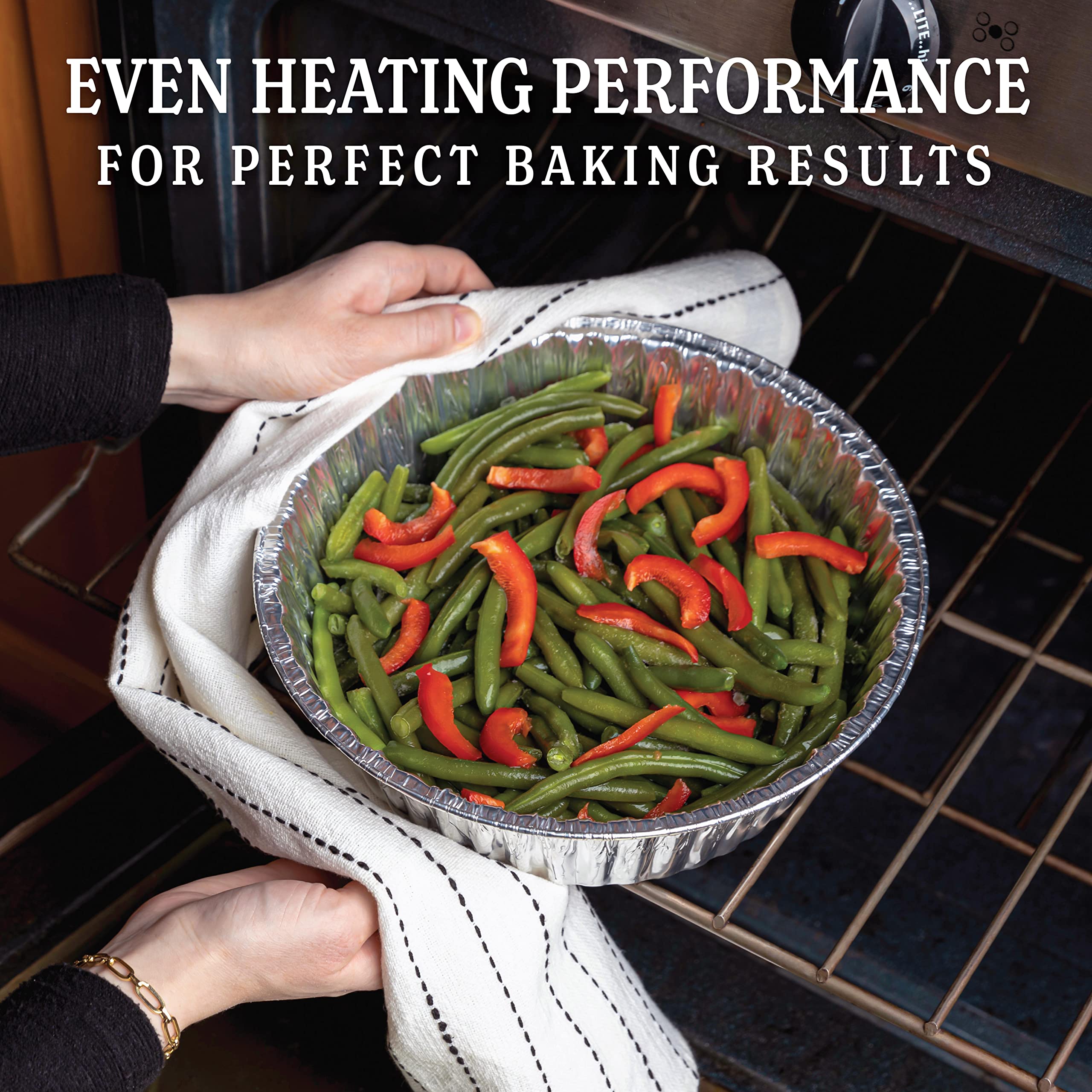 PLASTICPRO 10-Inch Round Disposable Aluminum Foil Pans - Extra Deep Freezer & Oven Safe Baking Trays for Cooking, Roasting, Reheating & Food Storage (Pack of 10) - Perfect for Parties, Meal Prep & Holiday Cooking