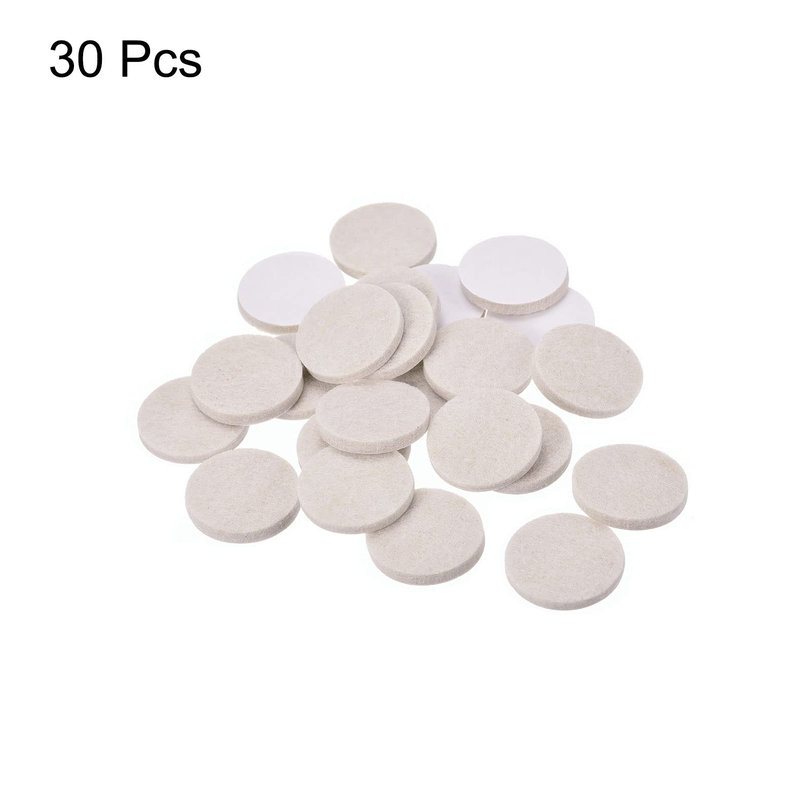 uxcell 30mm Self-Adhesive Felt Furniture Pads - Non-Slip, Anti-Scratch Round Felt Protectors for Cabinets, Chairs & Floors (30-Pack, Beige) - Perfect for Hardwood Protection & Noise Reduction
