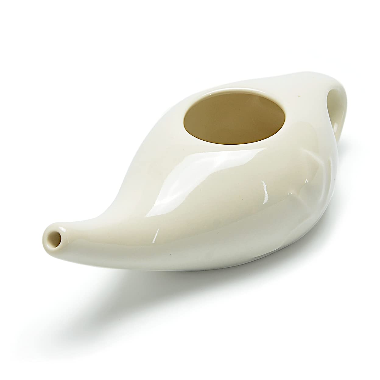 Ceramic Neti Pot for Nasal Sinus Rinse & Irrigation - Microwave & Dishwasher Safe Petite Sinus Cleanser - Perfect for Allergy Relief, Cold & Flu Season, Yoga & Meditation Use