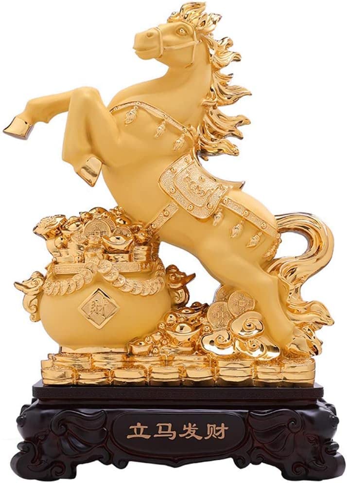 Premium Feng Shui Horse Statue - Handcrafted Resin Sculpture for Home & Office Decor, Wealth & Prosperity Symbol - Perfect for Living Room, Entrance, Bathroom, or Garden Decoration