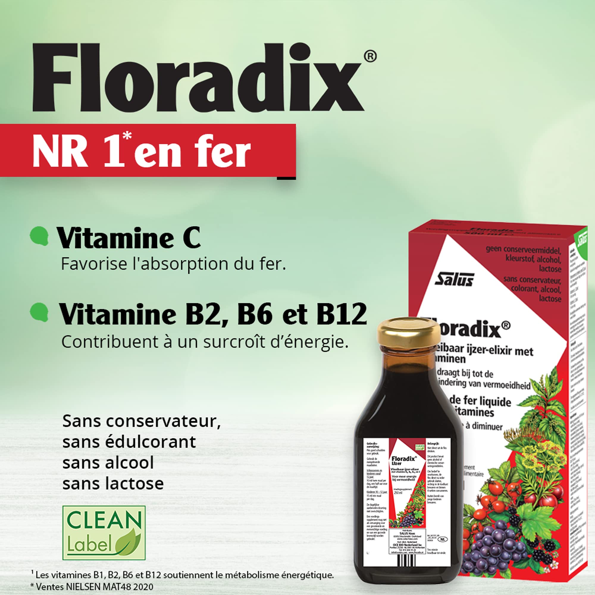 Floradix Liquid Iron & Vitamin Supplement - 250ml | Herbal Iron Formula for Energy & Vitality | Supports Healthy Blood & Immune System - Perfect for Adults & Teens with Low Iron Levels