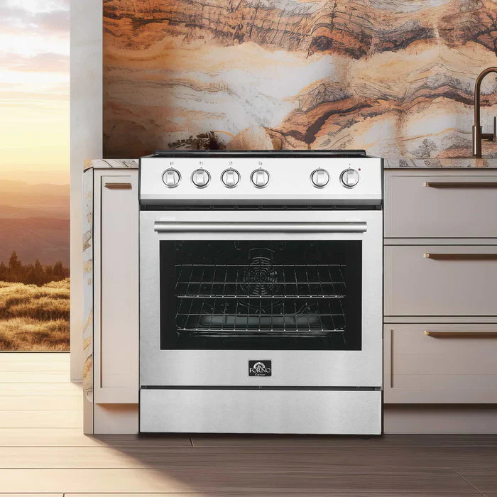 Forno Leonardo 30 Inch Electric Range with 5.0 cu. Ft. Oven - Stainless Steel Built-in Appliance for Modern Kitchens | Perfect for Baking, Roasting & Everyday Cooking | Model FFSEL6012 30