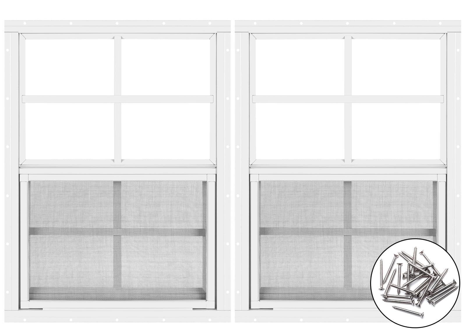 2 Pack White Flush Mount Shed Windows 18