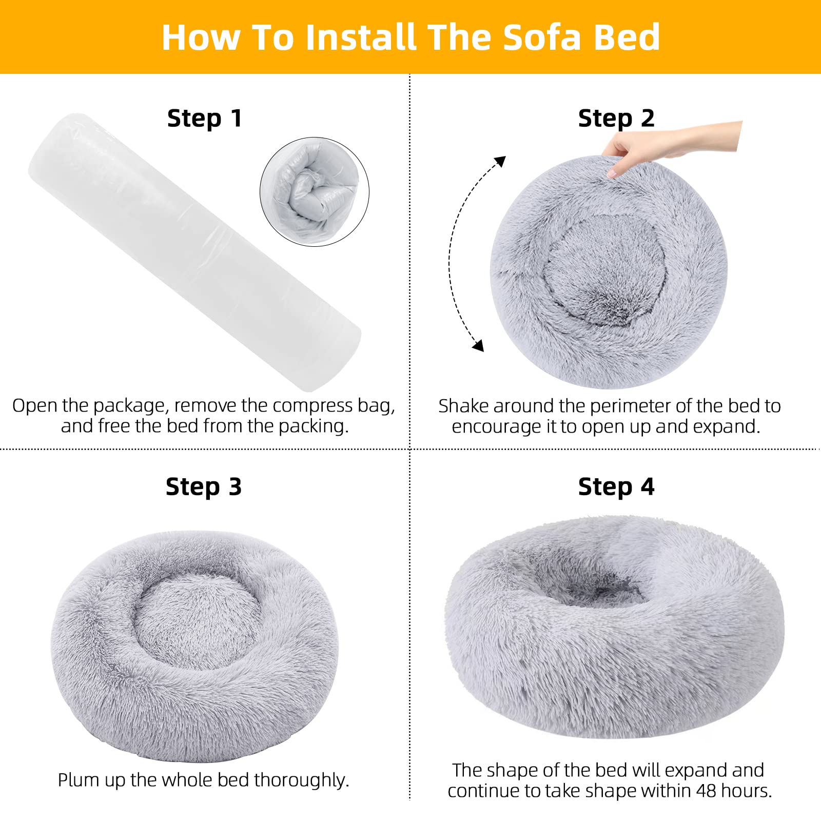 Premium Nisrada Orthopedic Dog Bed for Small, Medium & Large Dogs - 30 Inch Calming Pet Bed with Removable Washable Cover, Non-Slip Bottom - Perfect for Puppies, Kittens & Senior Pets - Ideal for Bedroom, Living Room & Crate Use