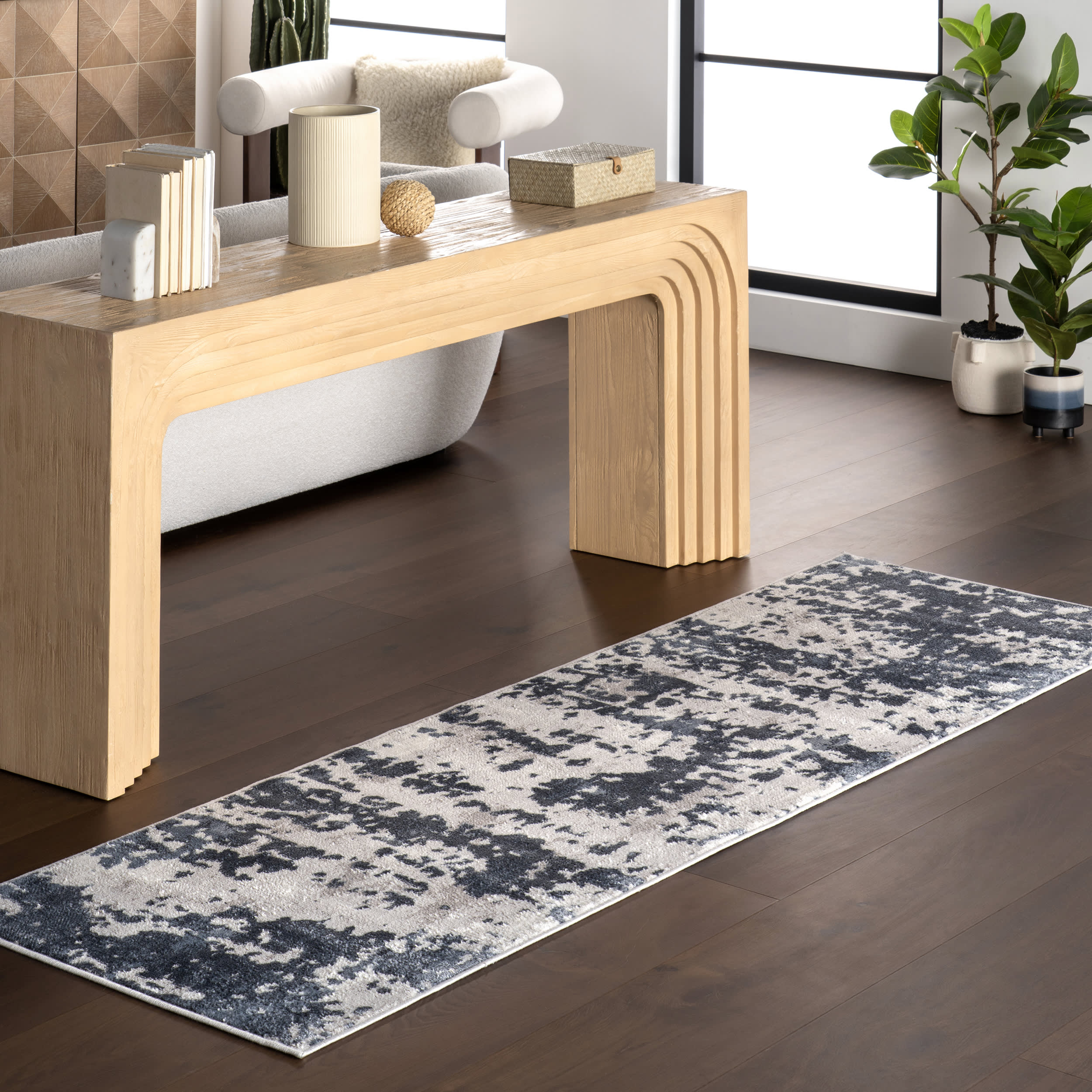 Destiny Modern Abstract Blue Area Rug - Soft Non-Slip Living Room Carpet for Bedroom, Office & Home Decor