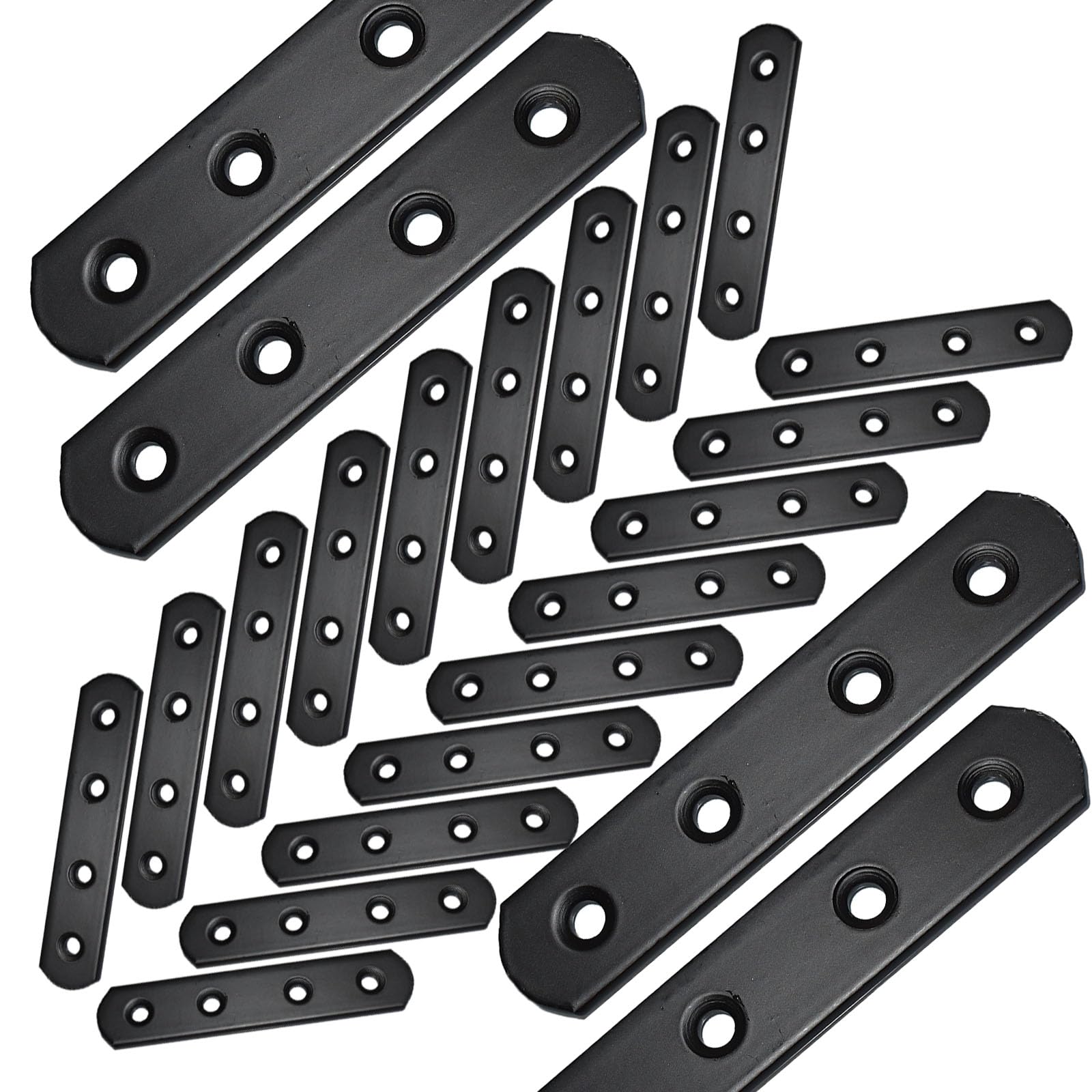 20Pack 4-Inch Heavy Duty Straight Metal Brackets, 100MM Black Mending Plates for Wood Fence, Bookcase & Cabinet Repair - Perfect for DIY Furniture, Home Improvement & Structural Reinforcement Projects