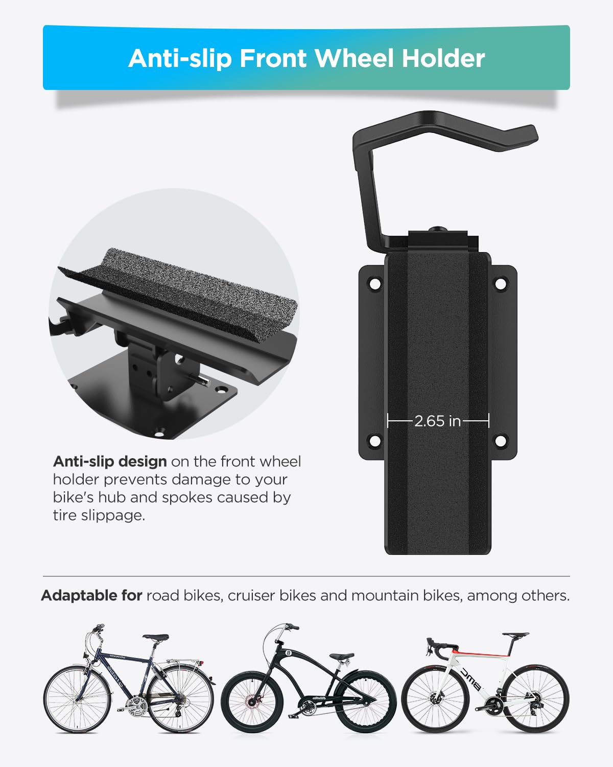 GZBEVITAR Swivel Bike Wall Mount Rack - Space Saving Bike Storage Stand with Rear Wheel Holder for Indoor & Garage Use (2 Pack) - Perfect for Apartments, Small Spaces & Home Organization