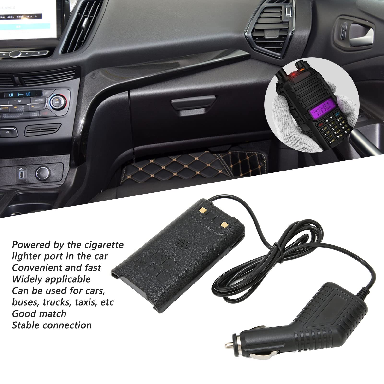12.8V Car Charger for Baofeng UV-9R Plus/UV-9R Pro Walkie Talkie - Professional Safe Battery Charger for Car & Truck Use - Perfect for Road Trips, Camping & Emergency Communication