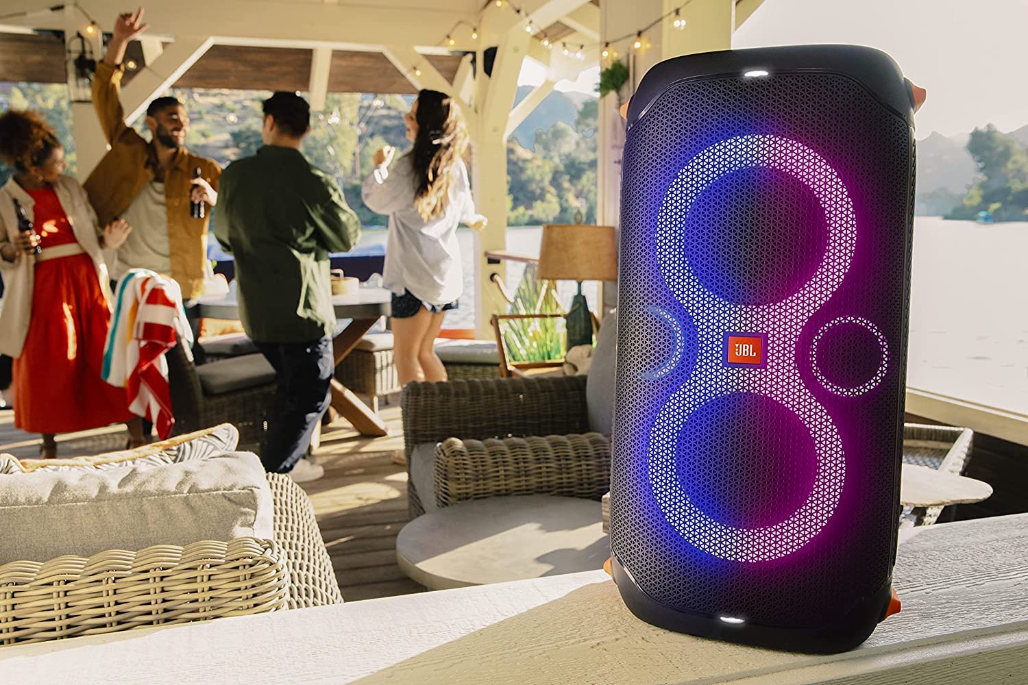 JBL PartyBox 110 Portable Bluetooth Speaker with Built-in LED Lights | Powerful Sound & Deep Bass | Wireless Party Speaker for Outdoor, Beach, Pool Parties & Home Entertainment (Black)