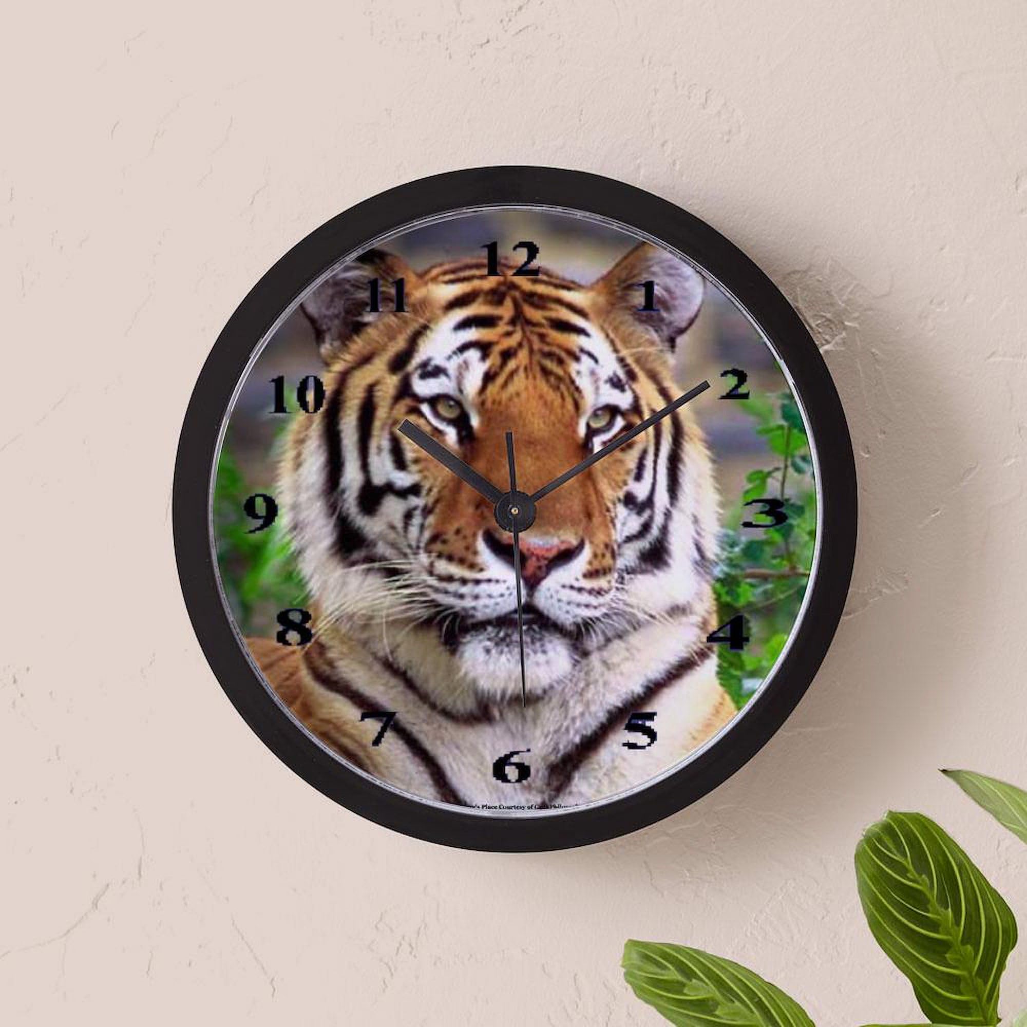Siberian Tiger 10 Inch Wall Clock - Modern Home Decor for Living Room, Kitchen, Office | Perfect Gift for Animal Lovers & Home Decor Enthusiasts | Durable & Silent Non-Ticking Design