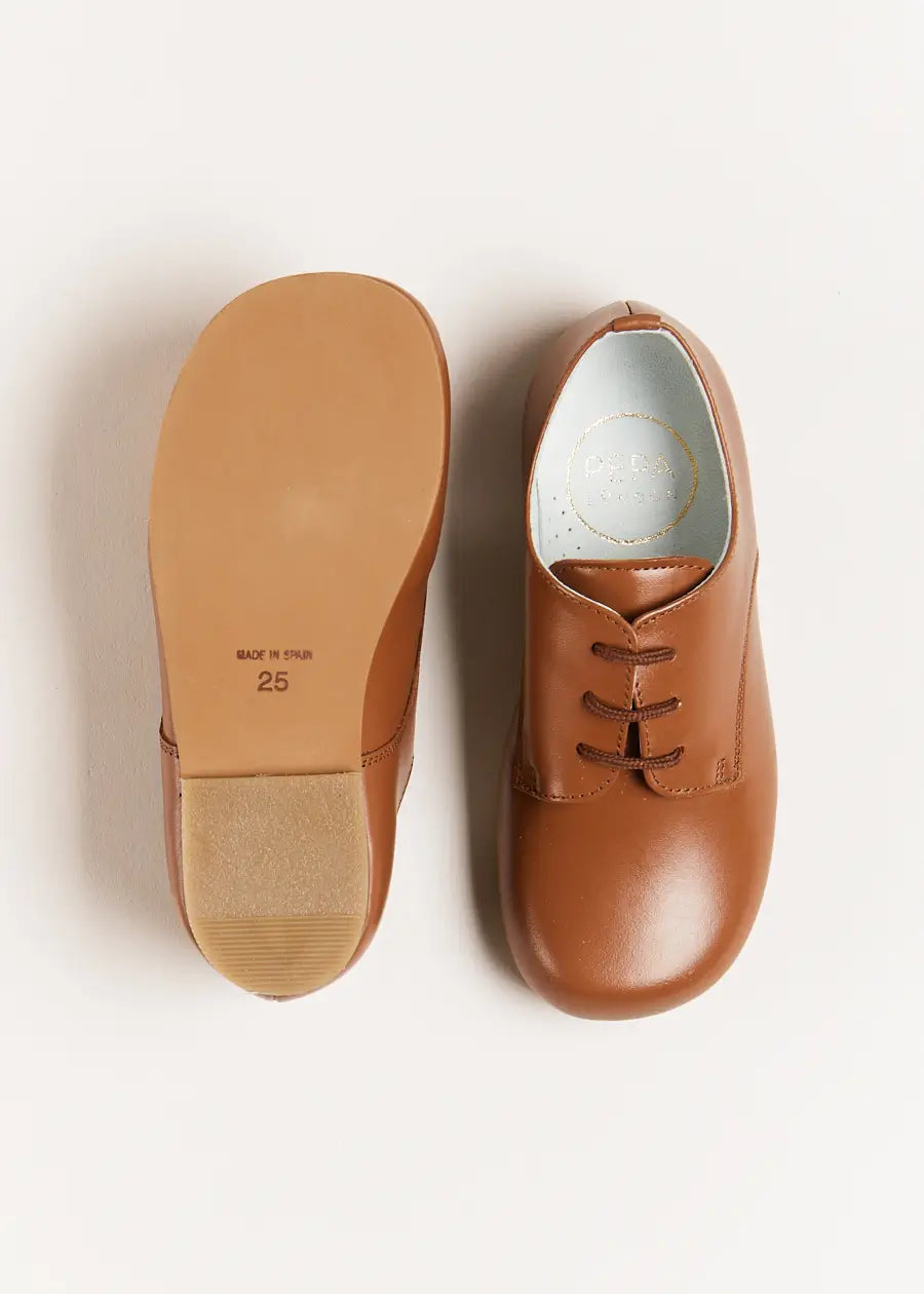 Brown Leather Lace Up Shoes for Men - Size 20-34EU - Comfortable & Stylish Casual & Dress Shoes for Work, Dating & Outdoor Activities
