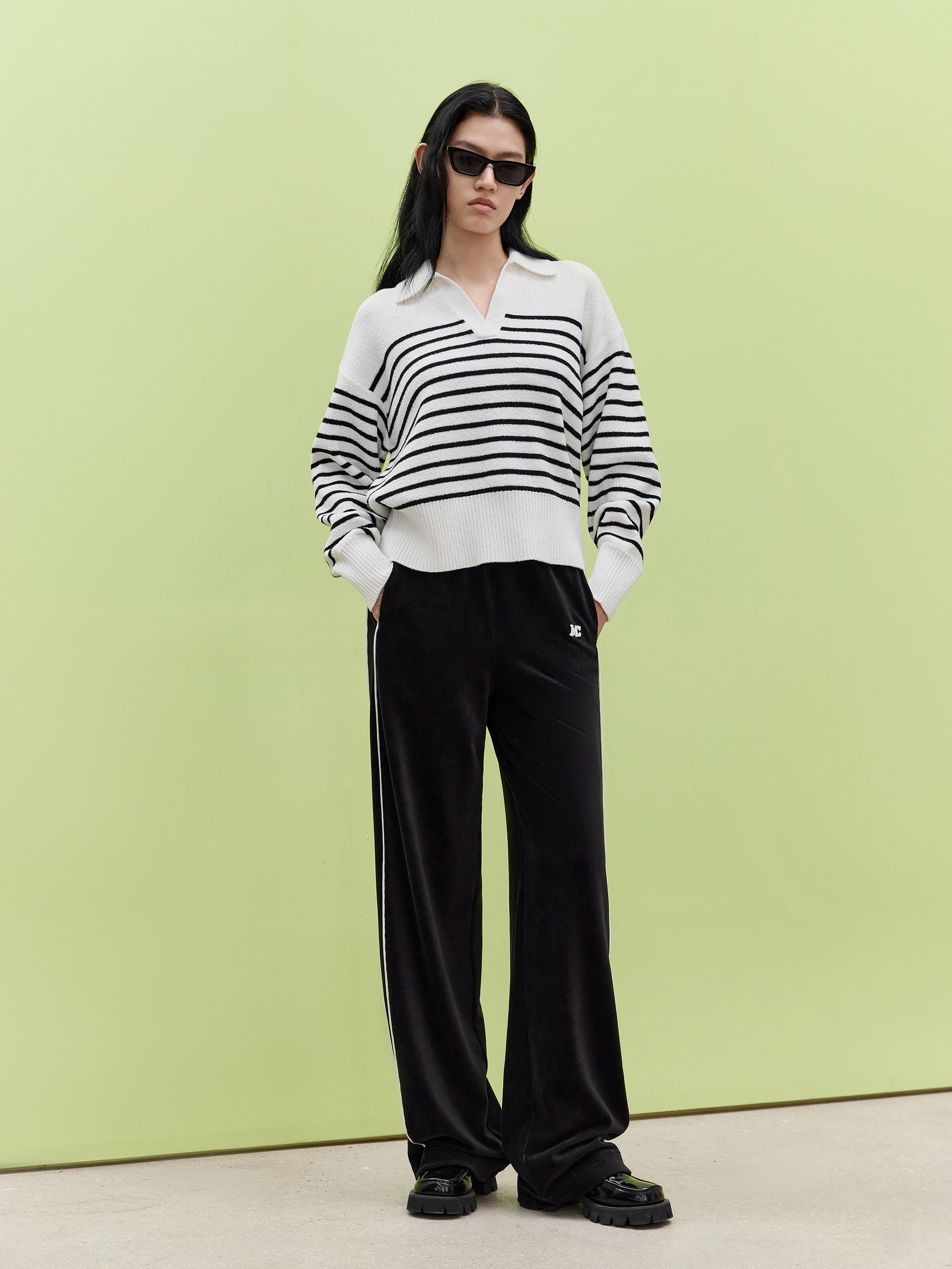 Stylish Contrast Straight Leg Casual Pants for Women - Comfortable Everyday Wear for Office, Travel & Outings
