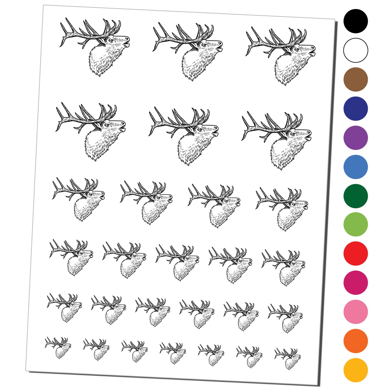 Elk Calling Temporary Tattoos - Waterproof Fake Body Art Set - Black (1 Sheet) - Perfect for Hunting, Outdoor Adventures & Costume Parties