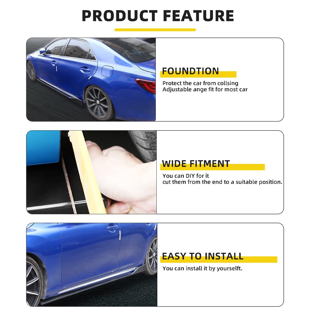 Universal Rocker Panel Extension Lower Side Skirts Body Kit - 2M/78.7inch Carbon Fiber for Car Exterior Styling & Protection - Perfect for Sports Cars, Sedans, and Tuner Vehicles