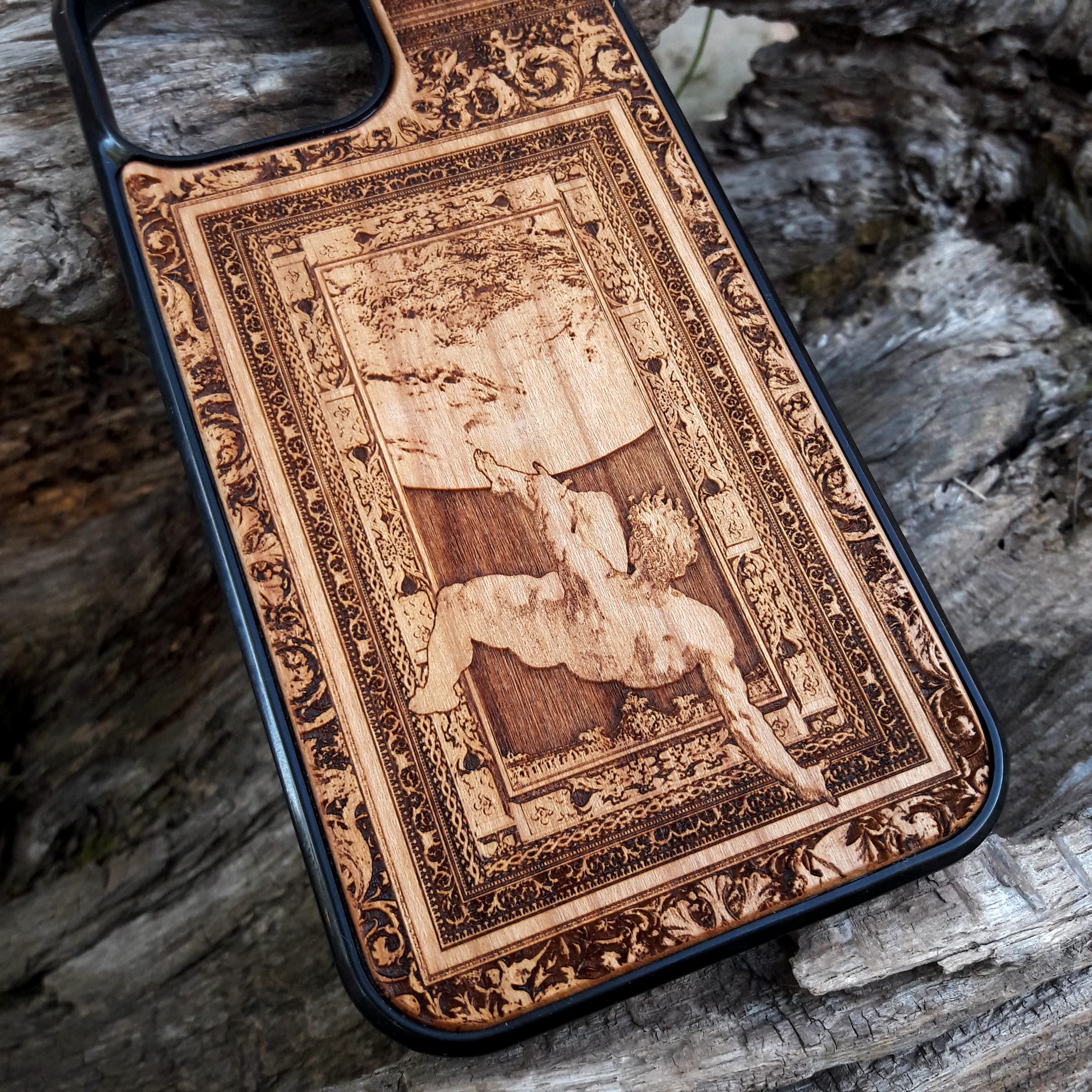 Premium Laser Engraved Wood Phone Case for iPhone 16/15/14/13/12/11 Pro Max/Mini & Galaxy S25/S24/S23/S22/S21/S20 Ultra Plus - Eco-Friendly Slim Durable Wooden Cover - Perfect for Outdoor, Office & Everyday Protection