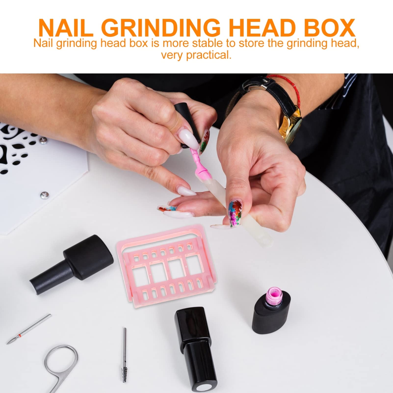 Minkissy 3Pcs Nail Drill Bit Holder - Portable Manicure Tool Organizer with Grinding Head Bracket & Keychain for Nail Clippers, Polish Bits Storage - Perfect for Salon Professionals & Home Nail Care