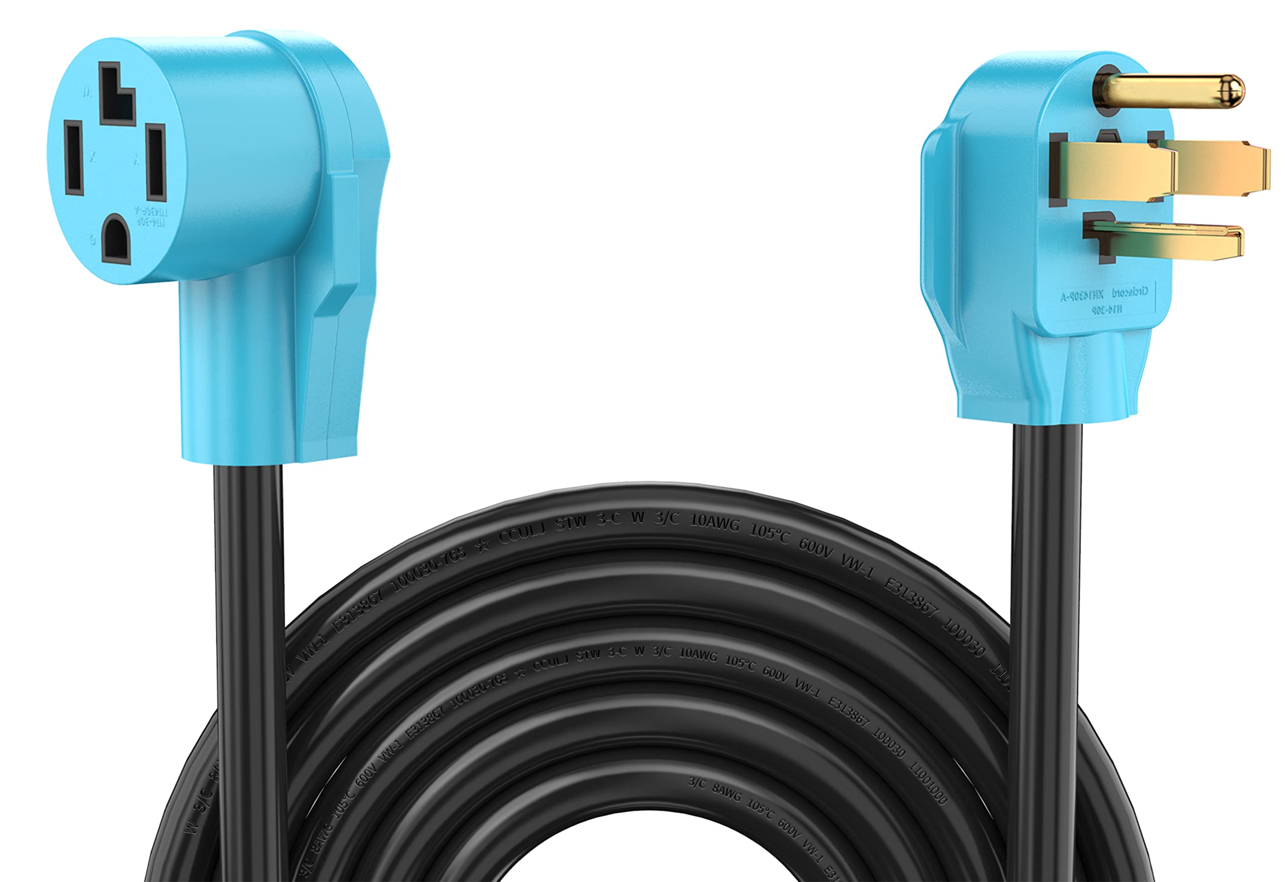 UL Listed 30 Amp 4 Prong 25ft Dryer/EV Extension Cord - NEMA 14-30P/R, 10 Gauge STW Cable (125V/250V) - Compatible with Tesla Model 3/X/Y/S & 4-Prong Dryers - Perfect for Home EV Charging & Laundry Room Use