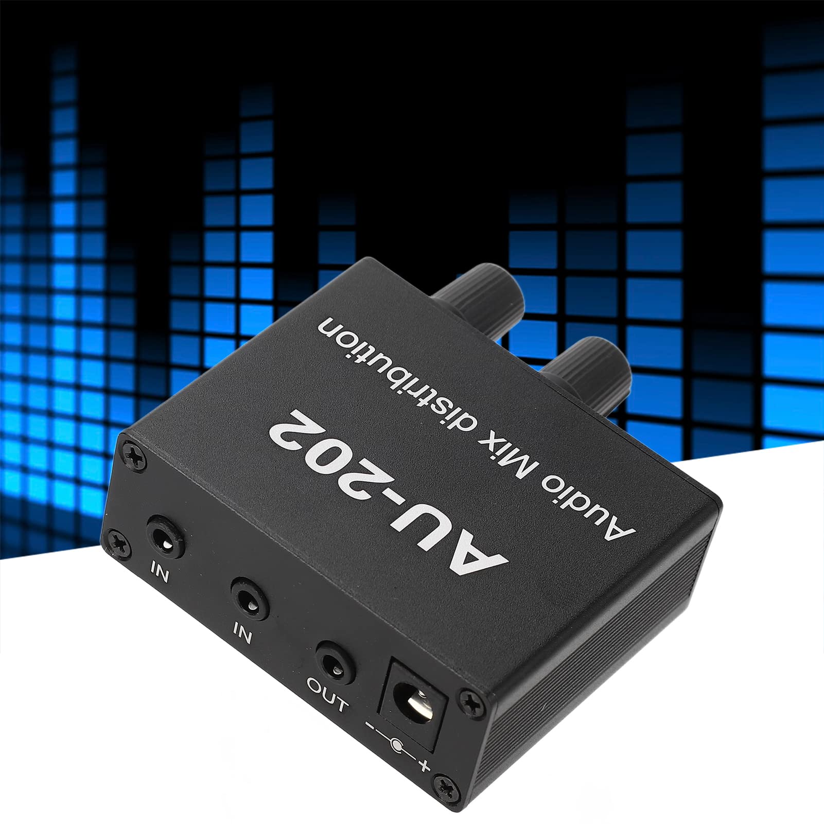 Deosdum 2-in 2-out Stereo Audio Mixer - 3.5mm Jack Plug & Play Aluminum Alloy Mixer Amplifier - Perfect for Podcasting, Live Streaming & Home Studio Recording
