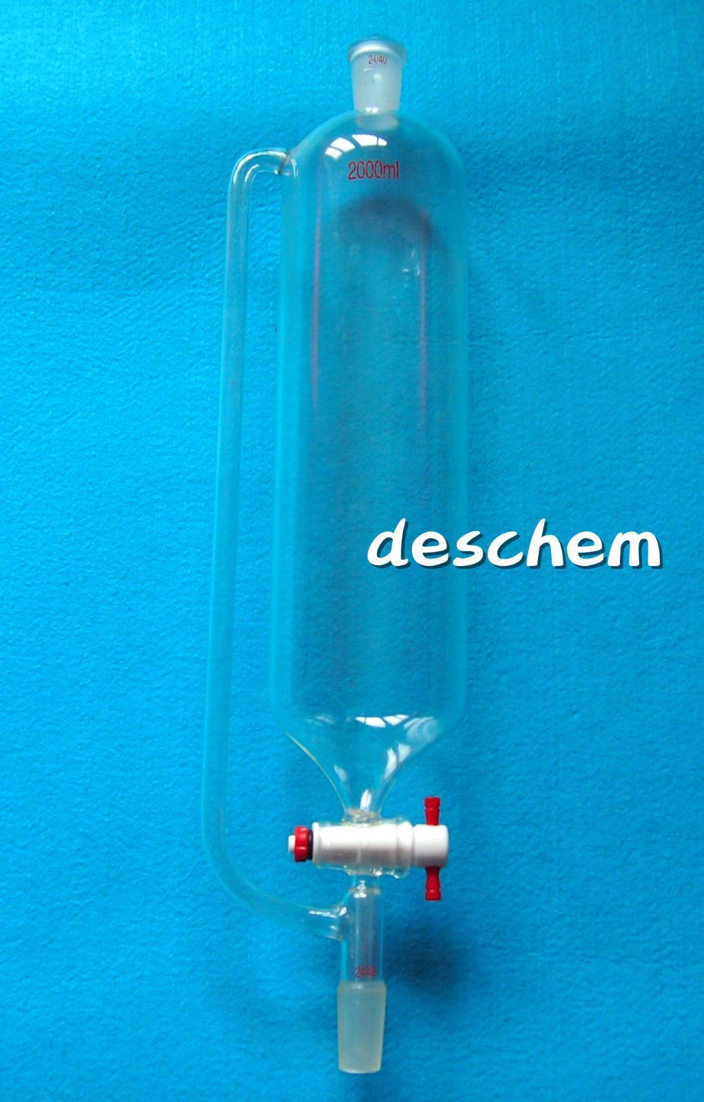 2000ml Glass Pressure Equalizing Funnel with PTFE Stopcock - 24/40 Joint, 2L Lab Glassware for Chemical Distillation & Laboratory Experiments